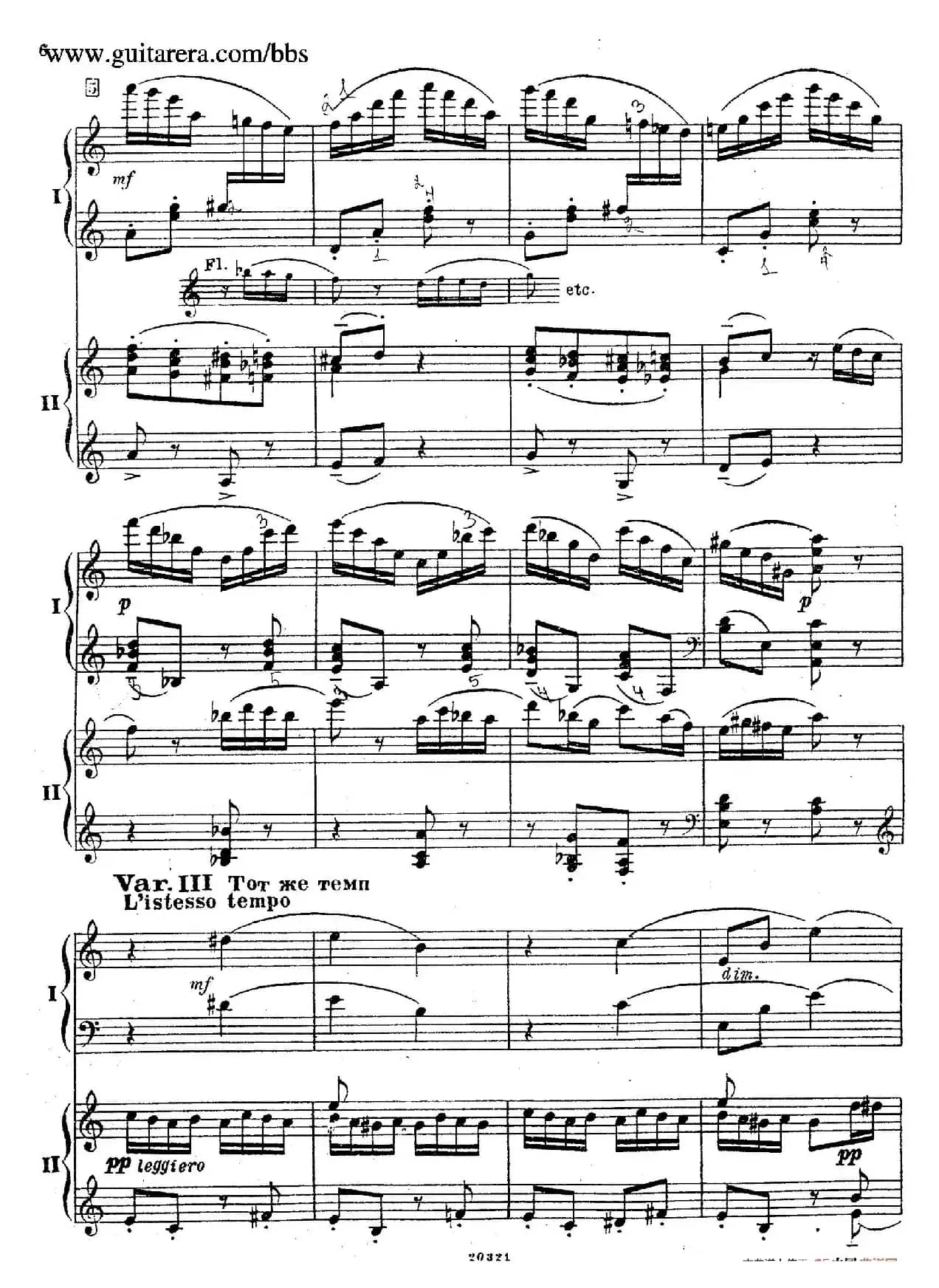 Rhapsody On A Theme Of Paganini Op.43（帕格尼尼主题狂想曲·双钢琴）（P1——20）