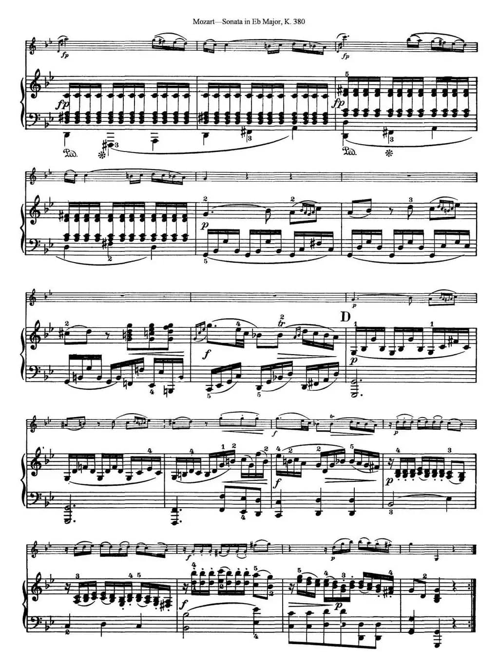 Violin Sonata in Eb Major K.380（小提琴+钢琴伴奏）