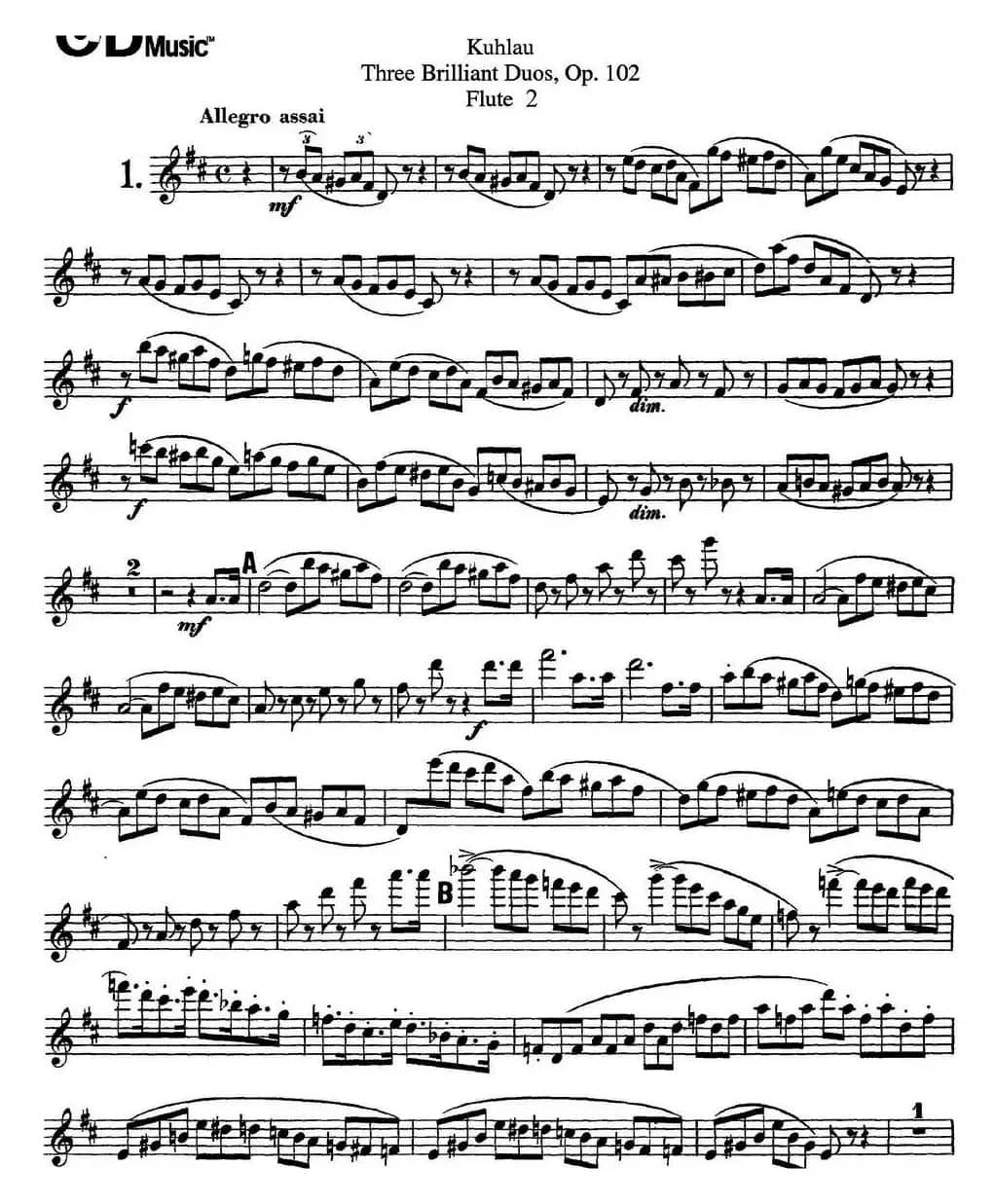库劳长笛二重奏练习三段OP.102——Flute 2（NO.1）