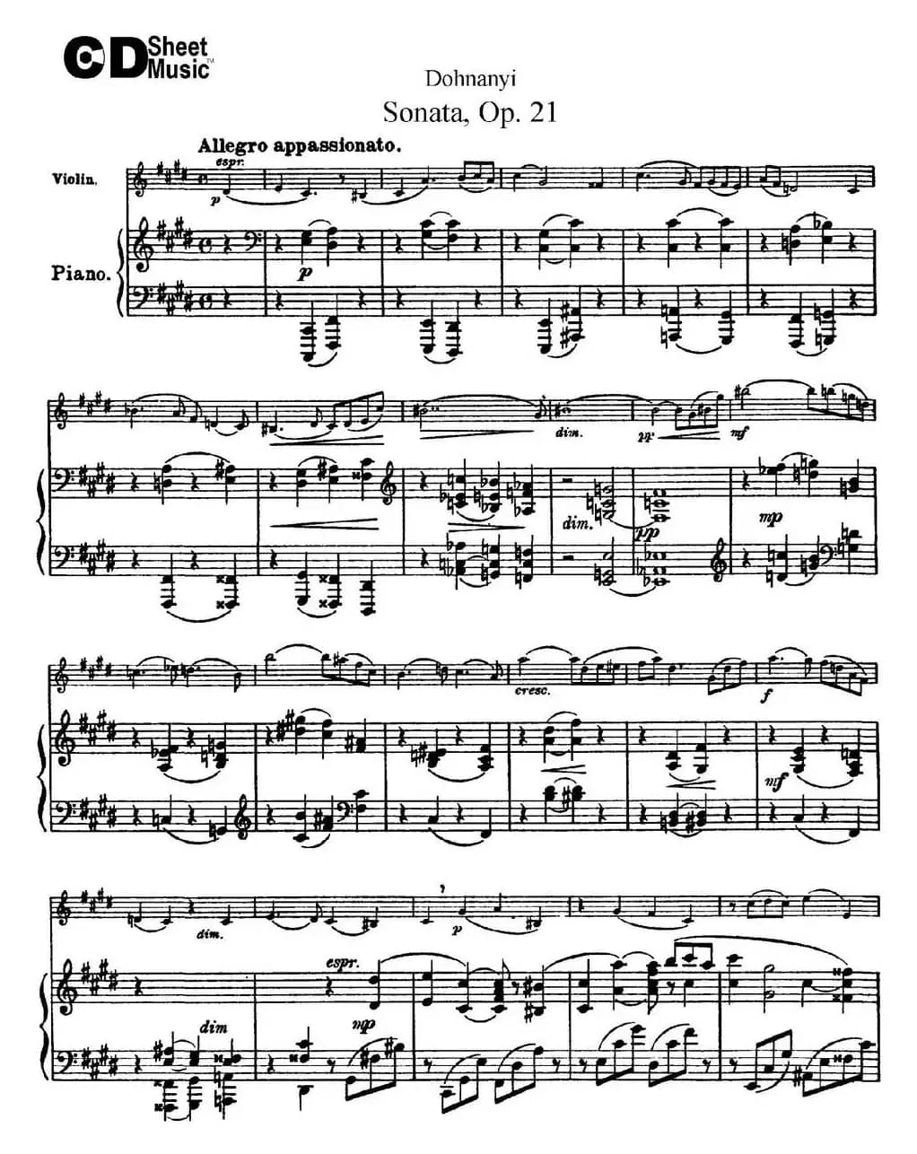 Dohnanyi Sonata Op.21（小提琴+钢琴伴奏）