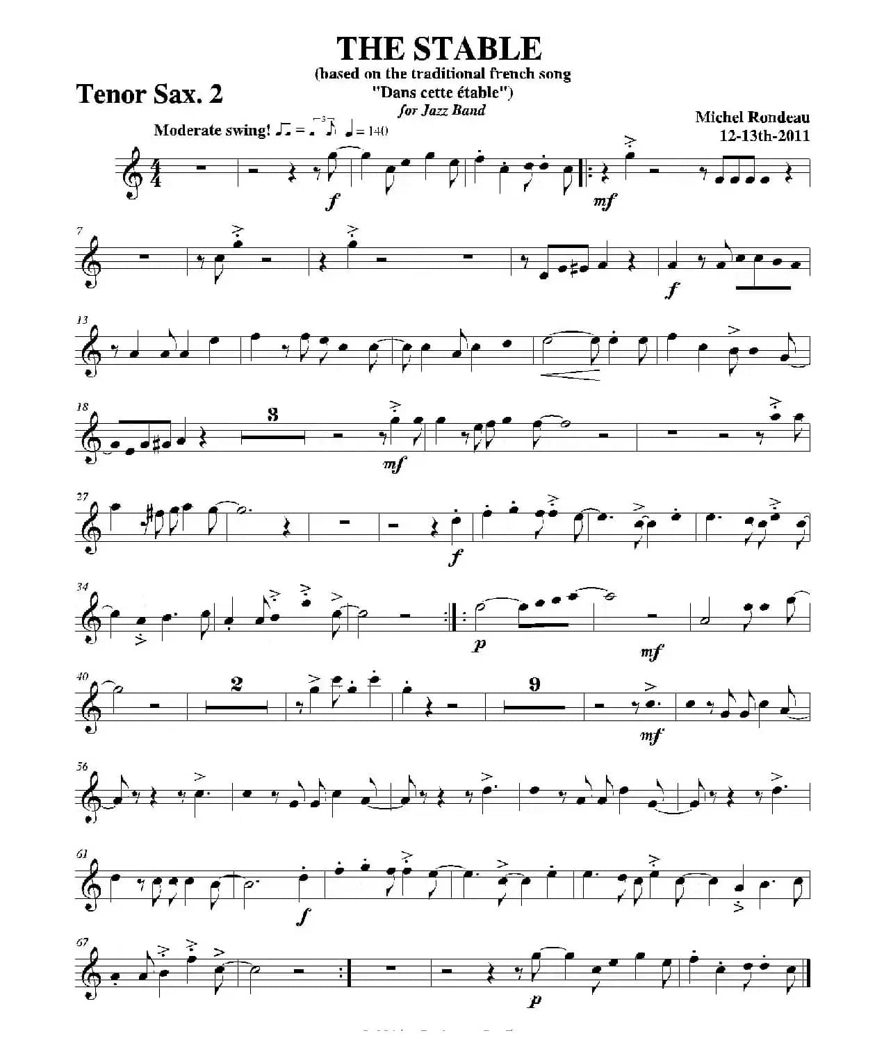 THE STABLE（第二次中音萨克斯分谱）