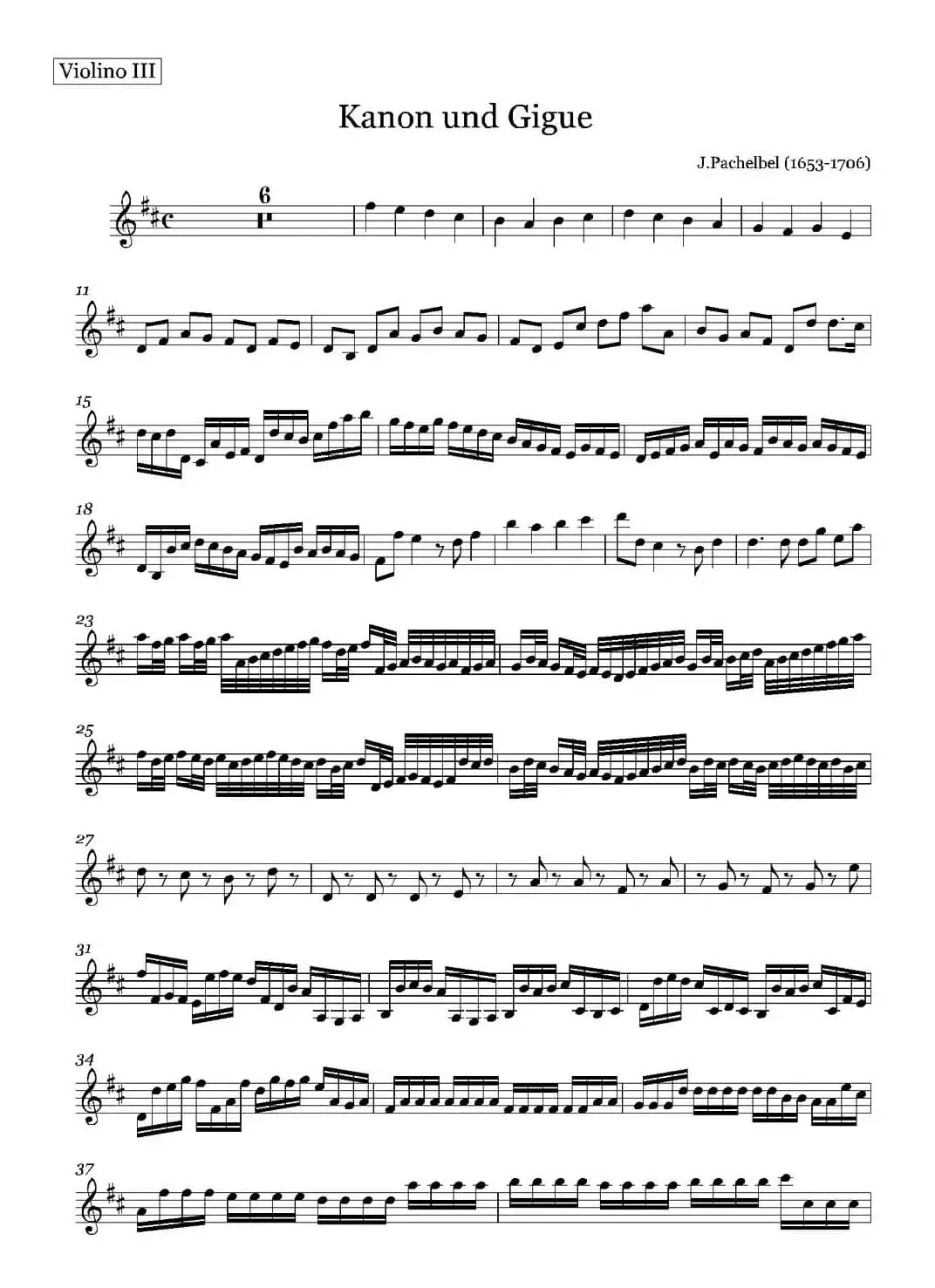 Canon in D（D大调卡农）（第三小提琴）