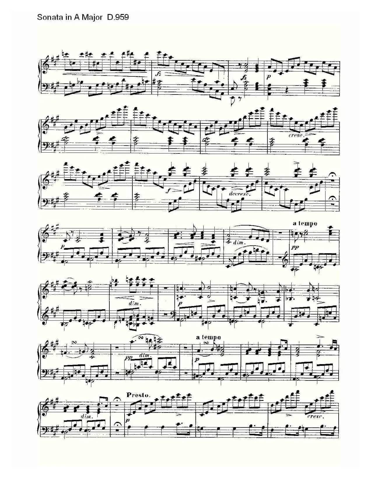 Sonata in A Major D.959（A大调奏鸣曲 D.959）