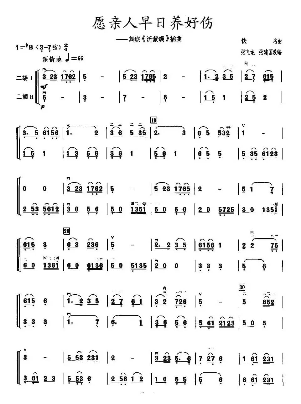 愿亲人早日养好伤（二胡二重奏）