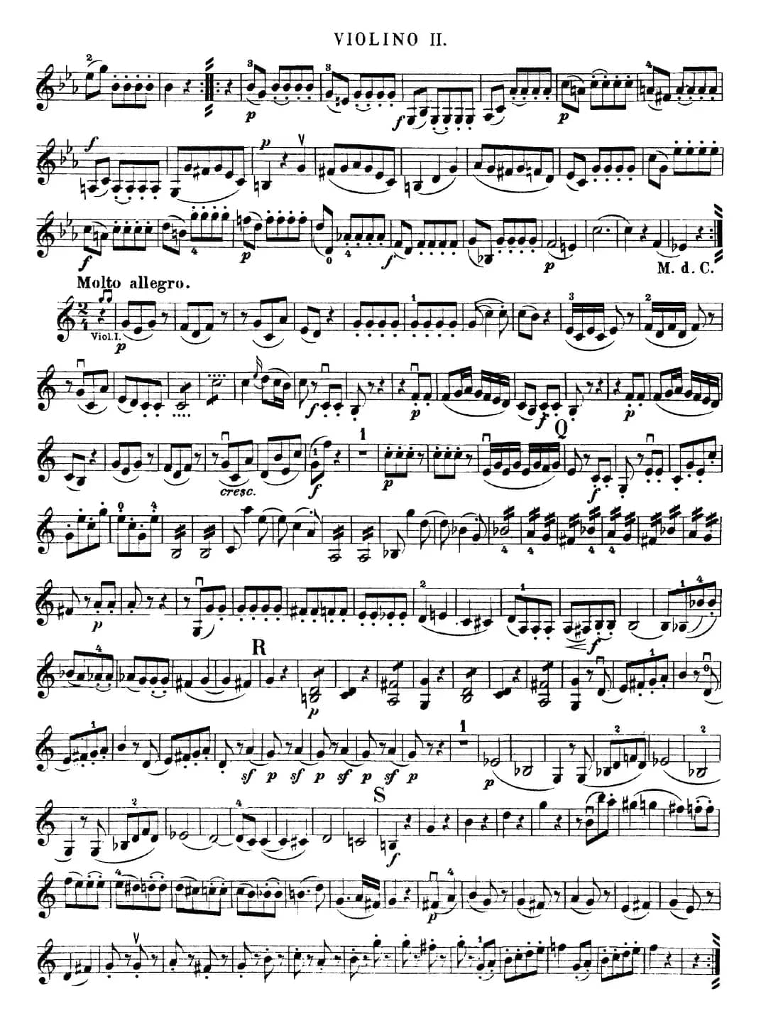 Mozart《Quartet No.19 in C Major,K.465》（Violin 2分谱）