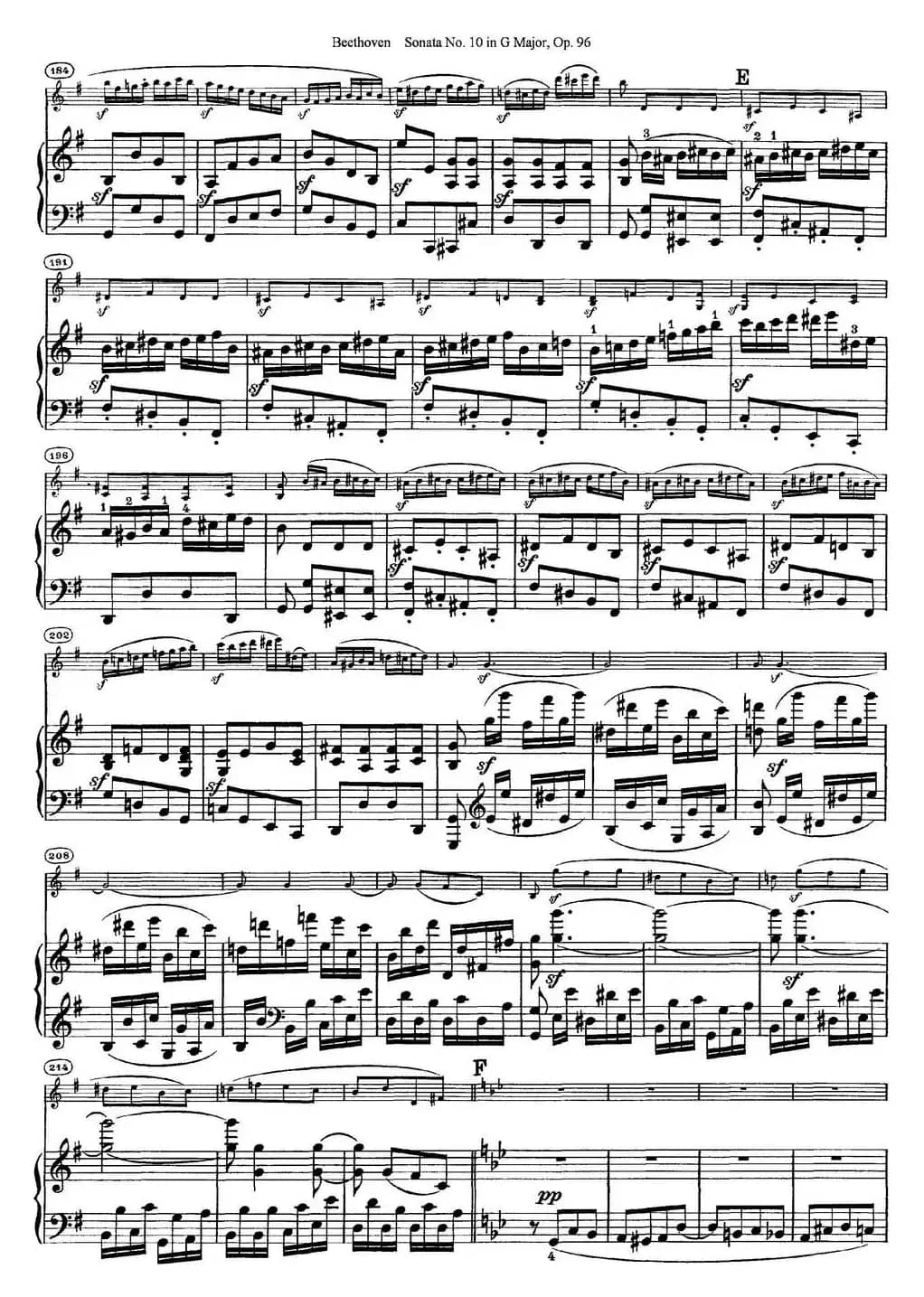 Violin Sonata No.10 in G Major Op.96（小提琴+钢琴伴奏）