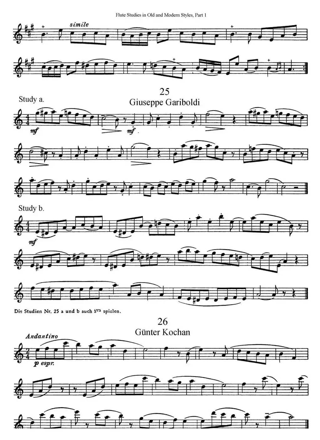 斯勒新老风格长笛练习重奏曲（第一部分）（NO.22-NO.26）