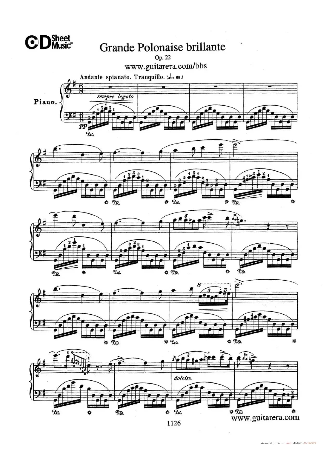 Grande Polonaise Brilliante Preceded by an Andante Spianato Op.22 (平静的行板与华丽的波兰舞曲·钢琴独奏版)