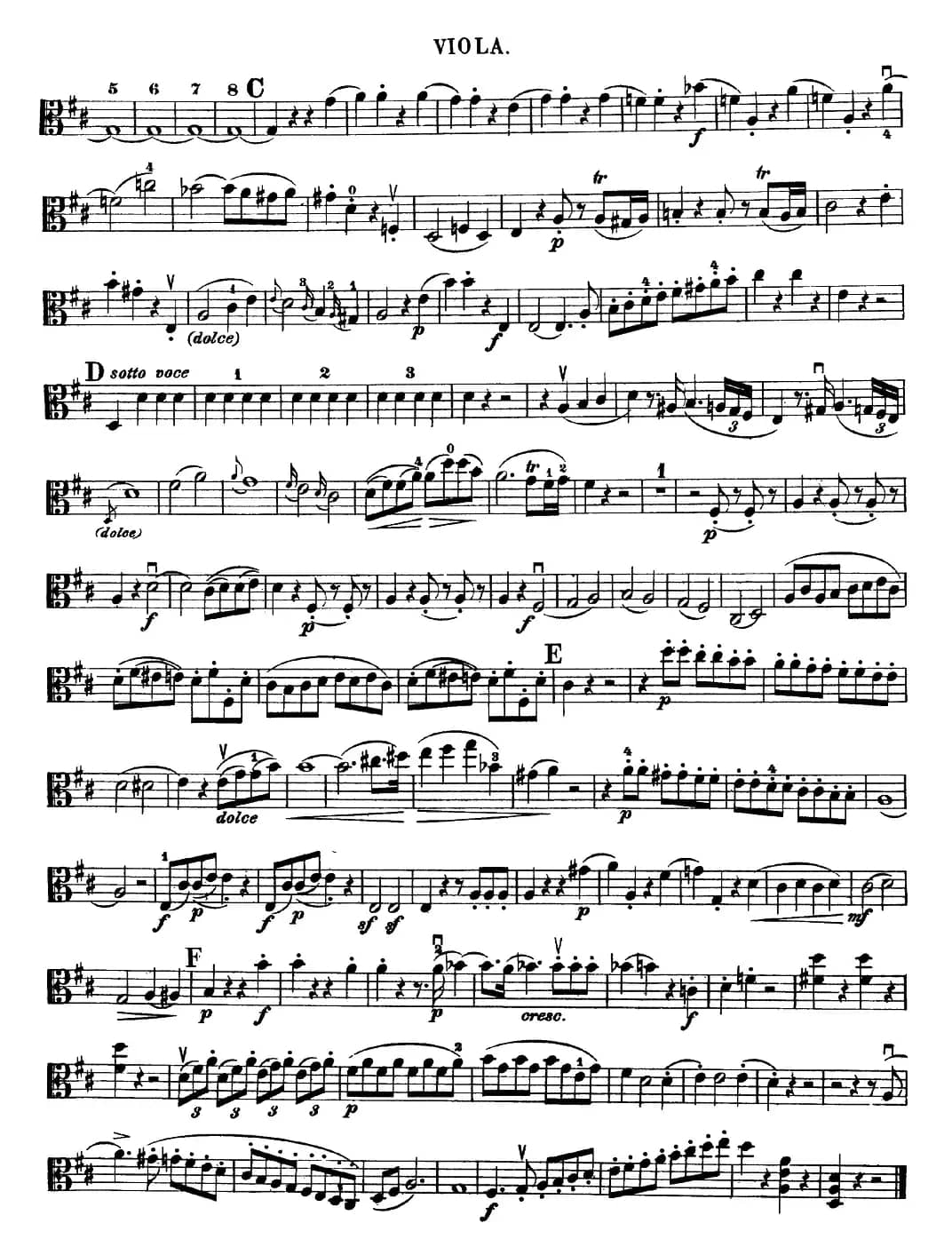 Mozart《Quartet No.21 in D Major,K.575》（Viola分谱）