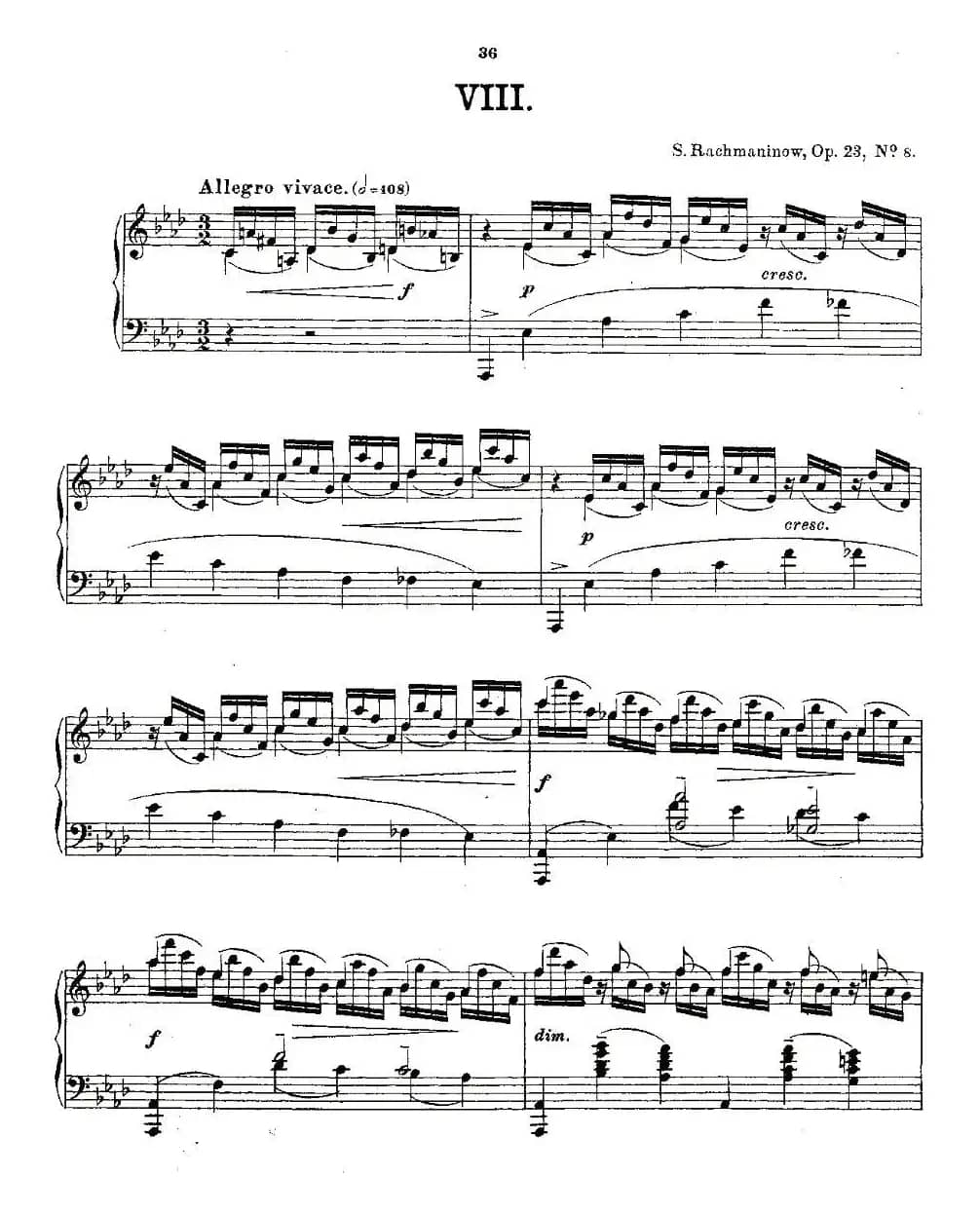 10首《前奏曲》之八（Rachmaninoff 10 Preludes, Op.23）