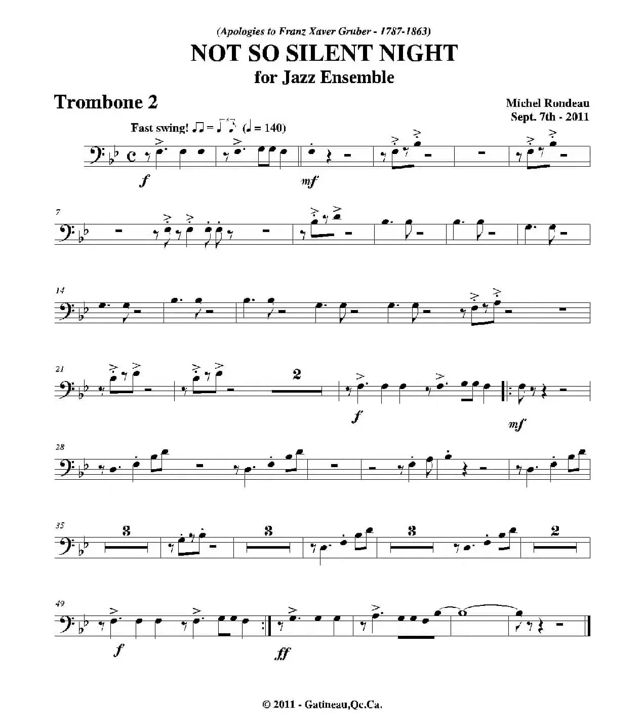 NOT SO SILENT NIGHT（第二长号分谱）