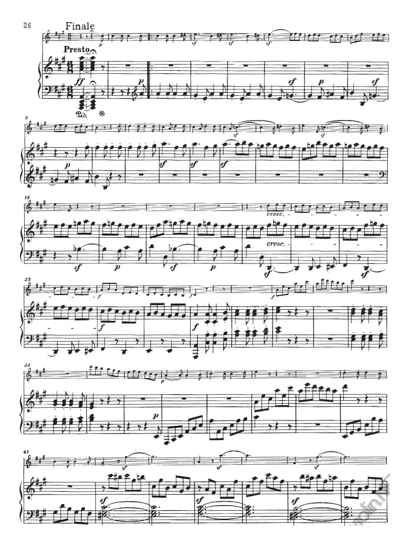 献给好友鲁道尔夫·克鲁采：奏鸣曲（A大调、小提琴+钢琴伴奏）