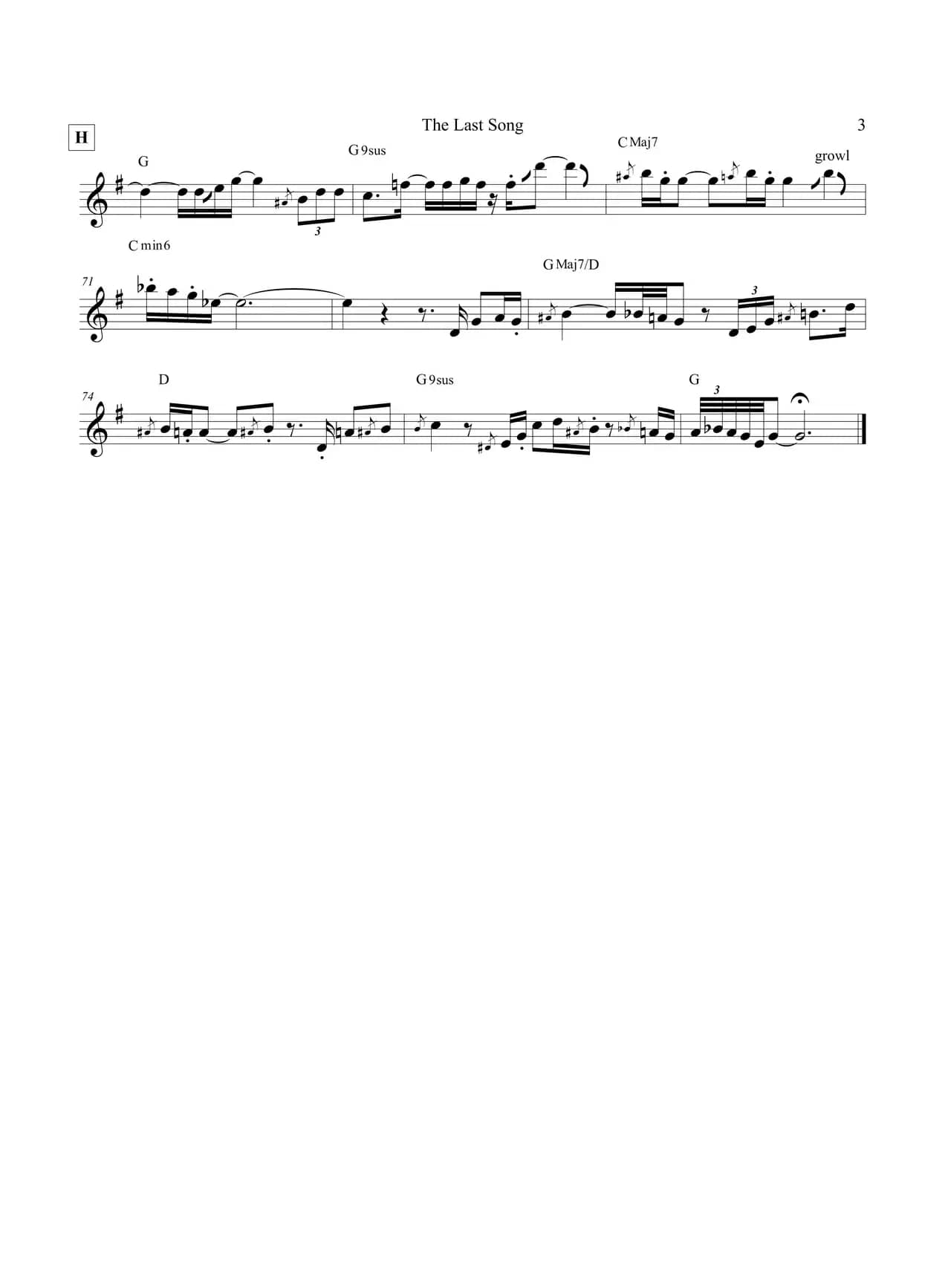 The Last Song（中音萨克斯）