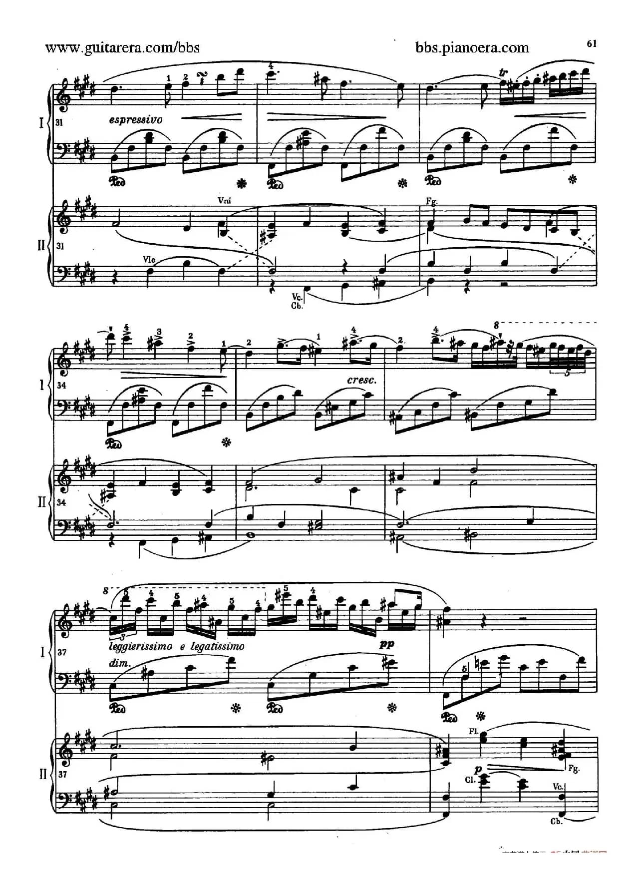 e小调第一钢琴协奏曲 Op.11（双钢琴版·第二乐章）