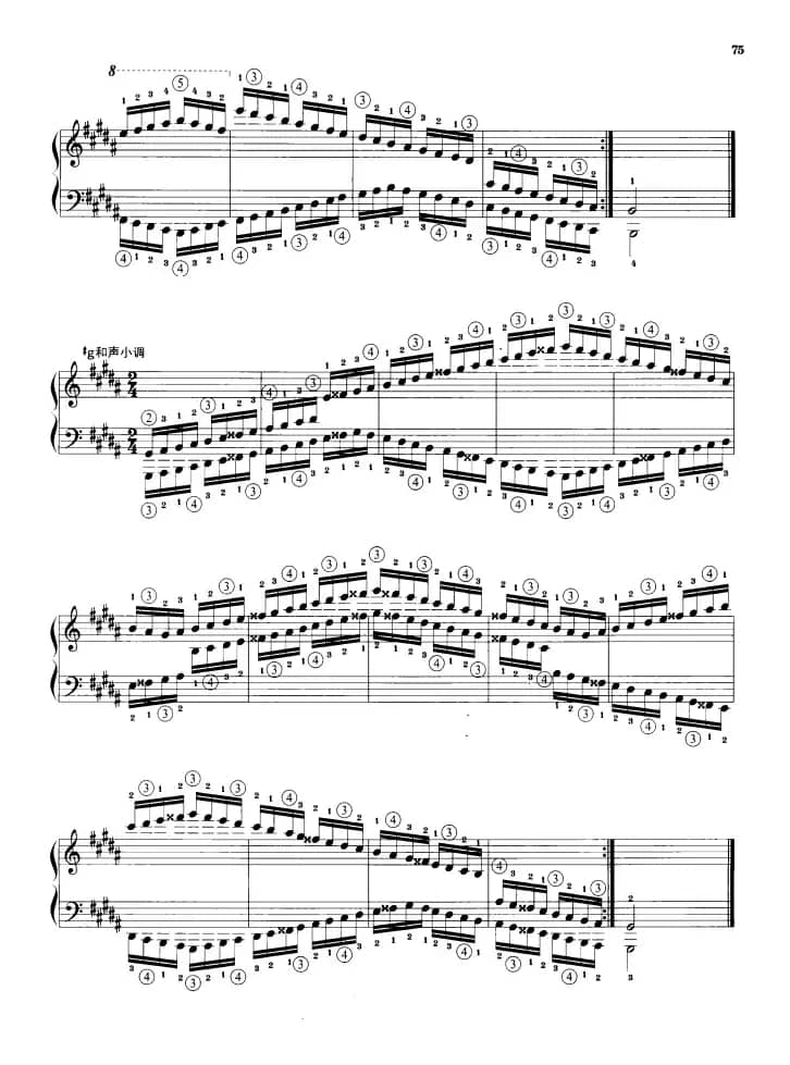 钢琴音阶练习：反向四个八度