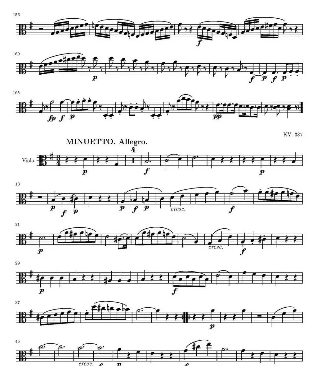 String Quartet KV.387（弦乐四重奏中提琴分谱）
