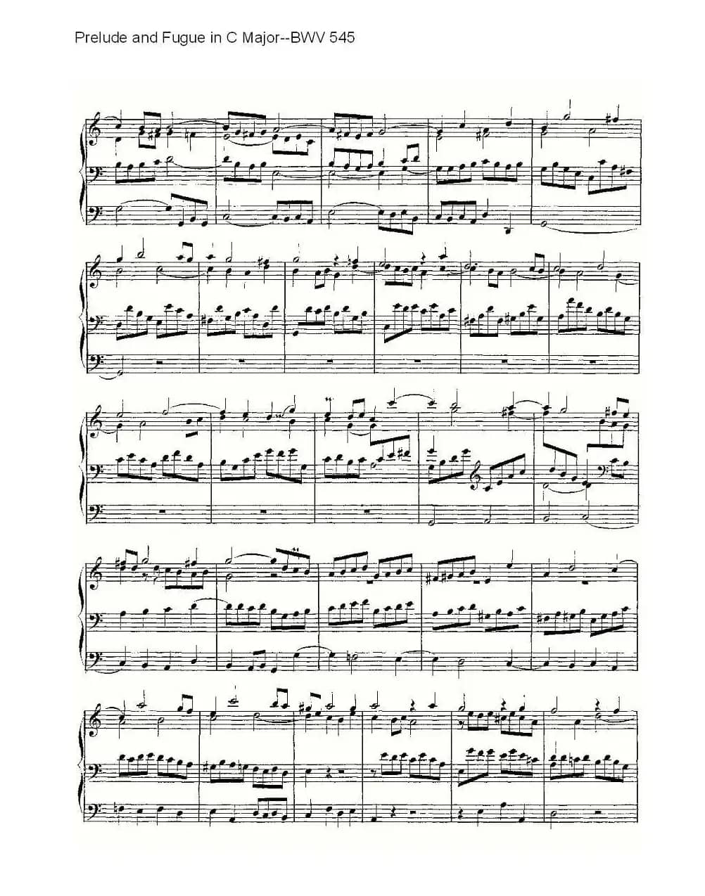 Prelude and Fugue in C Major--BWV 545 （管风琴谱）