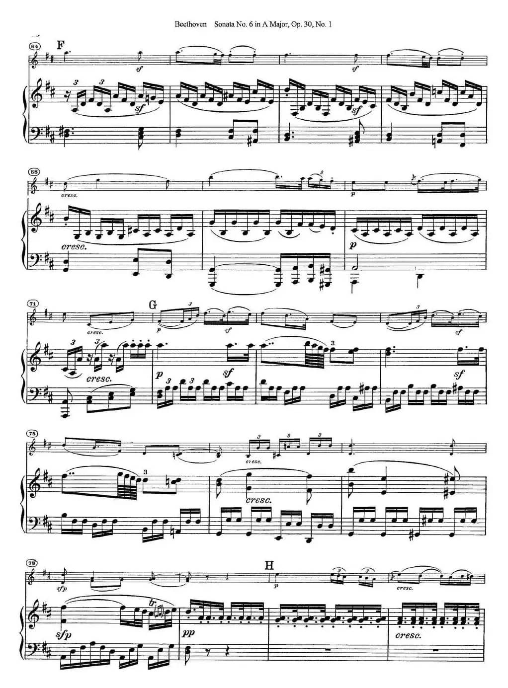 Violin Sonata No.6 in A Major Op.30 No.1（小提琴+钢琴伴奏）