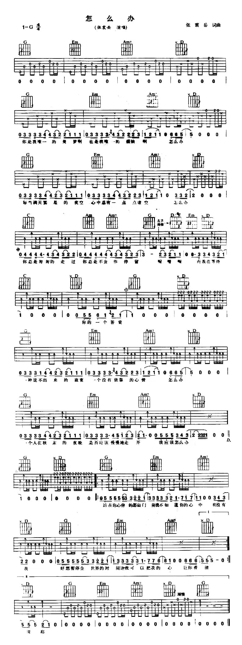 怎么办（张震岳词曲）