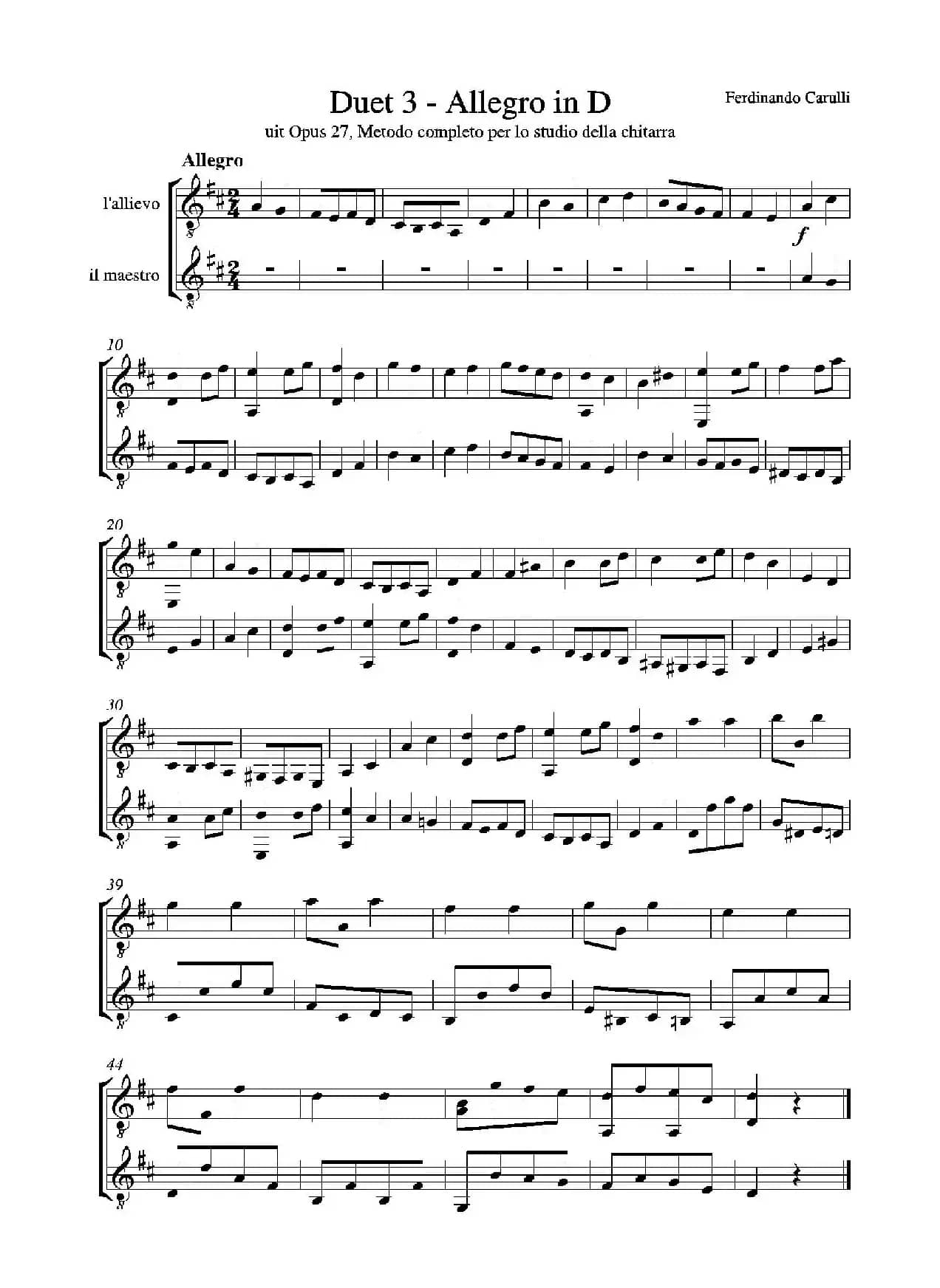 Metodo Completo Op.27-3（古典吉他二重奏练习·3）