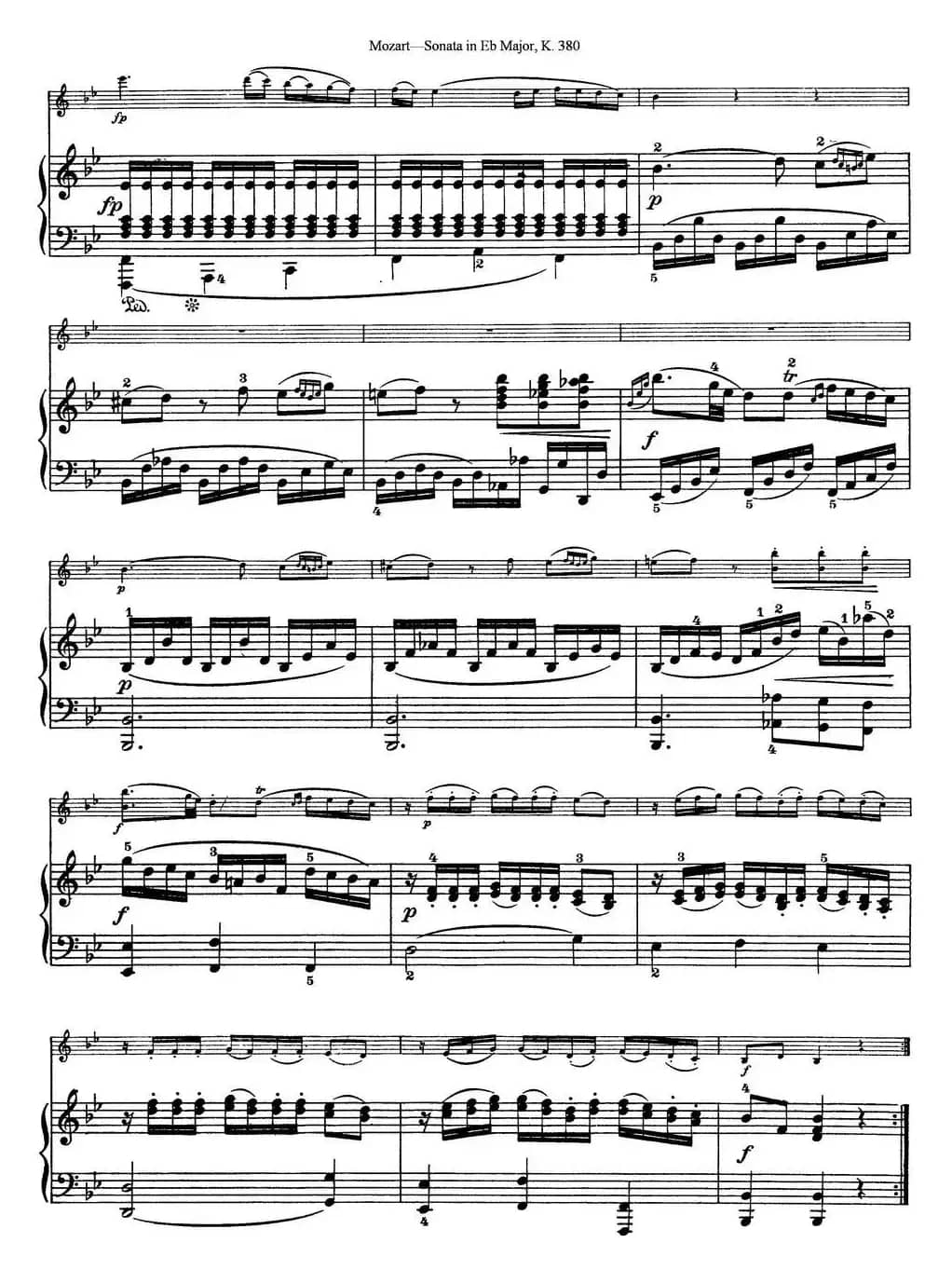 Violin Sonata in Eb Major K.380（小提琴+钢琴伴奏）