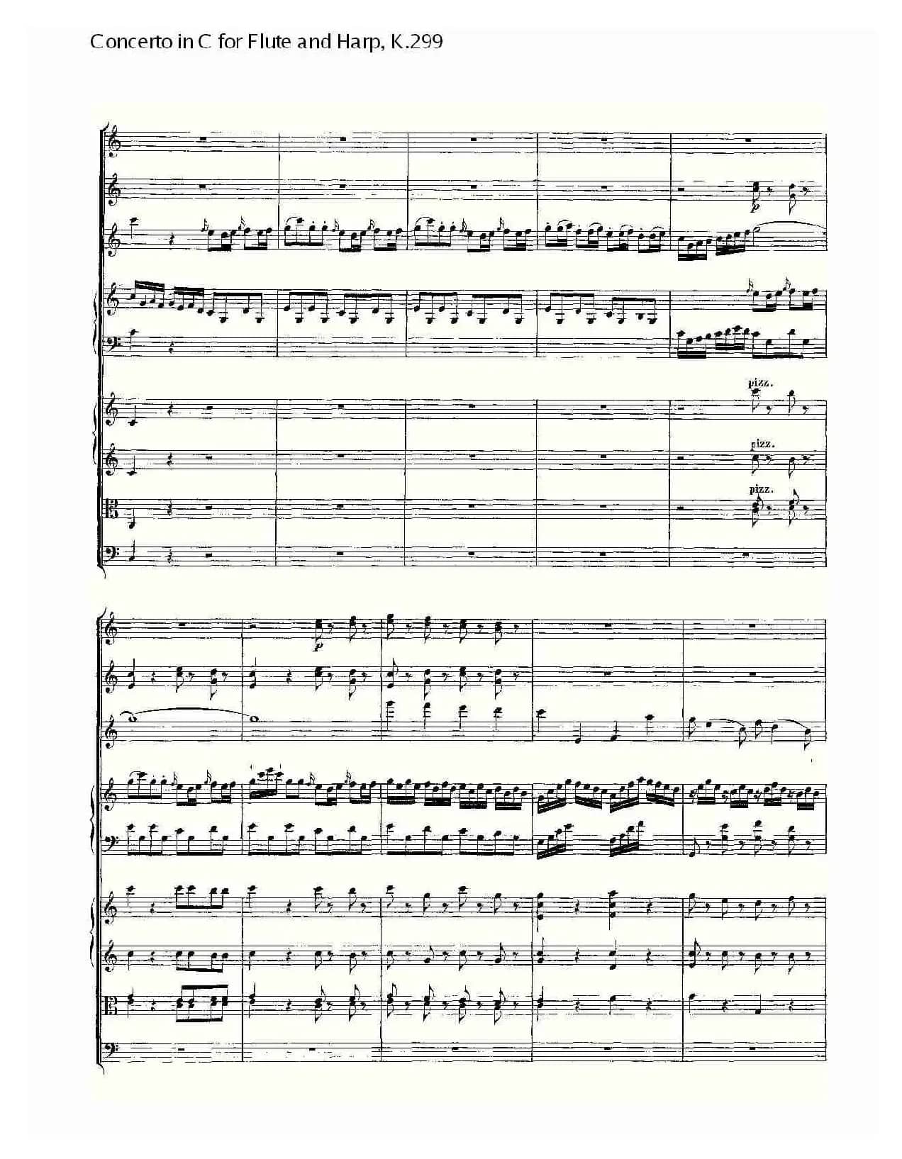 C调长笛与竖琴协奏曲, K.299（一）