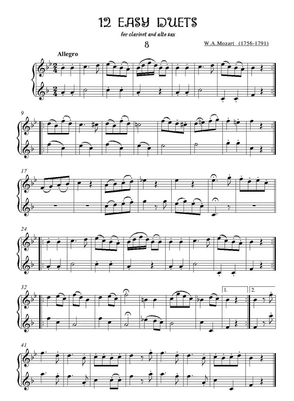 12首单簧管萨克斯重奏之八