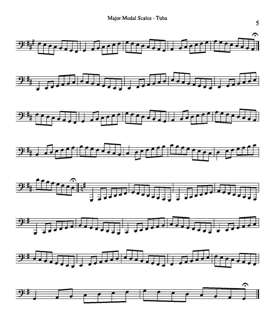 Major Modal Scales - Tuba（大号练习教材选曲）