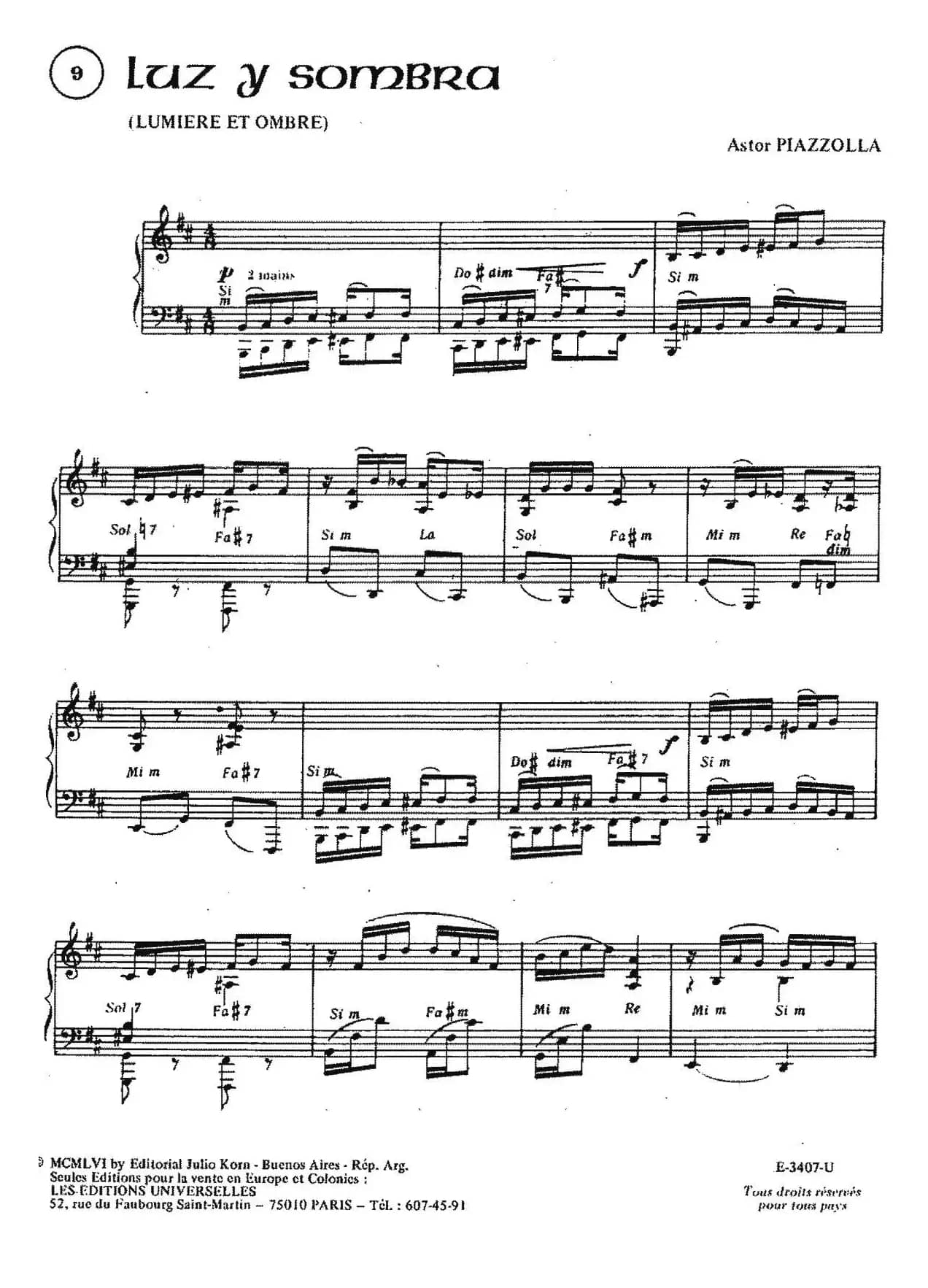 Piazzolla合集：9、Luz Y Sombra