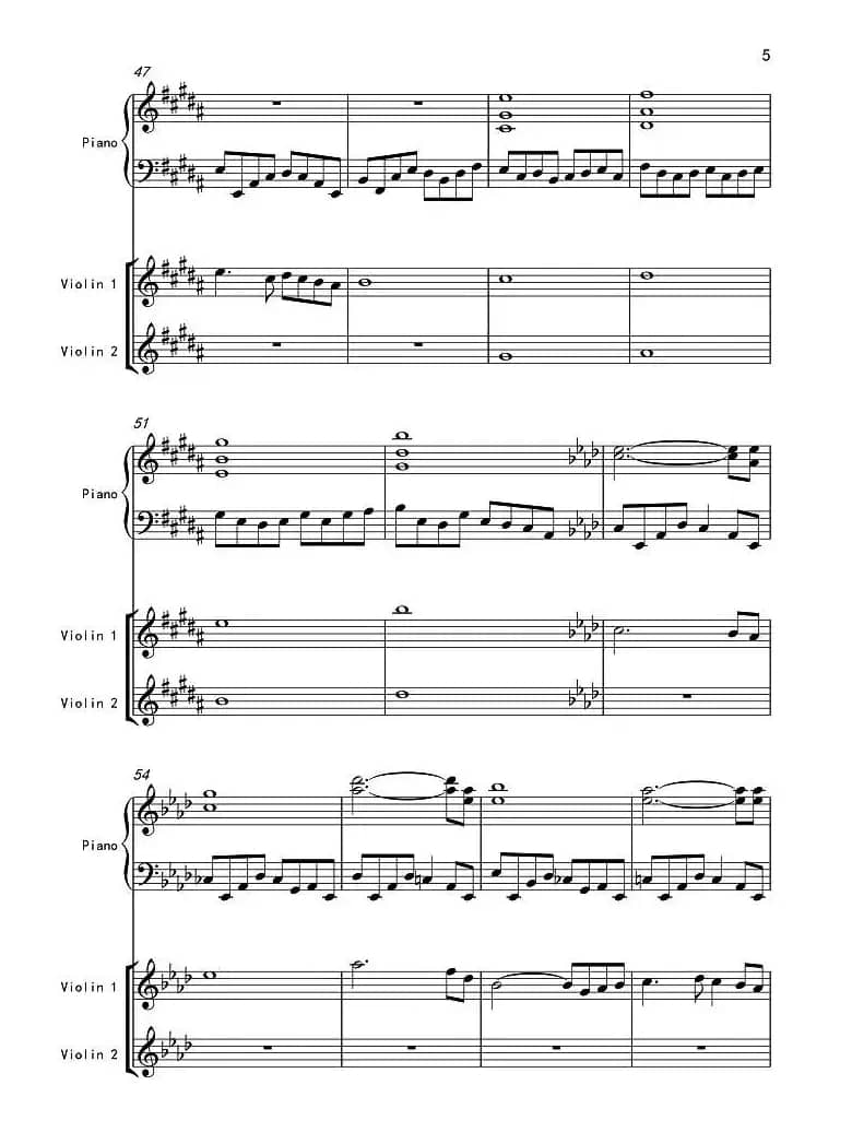 降A大调小夜曲II（夜）（双小提琴+钢琴）