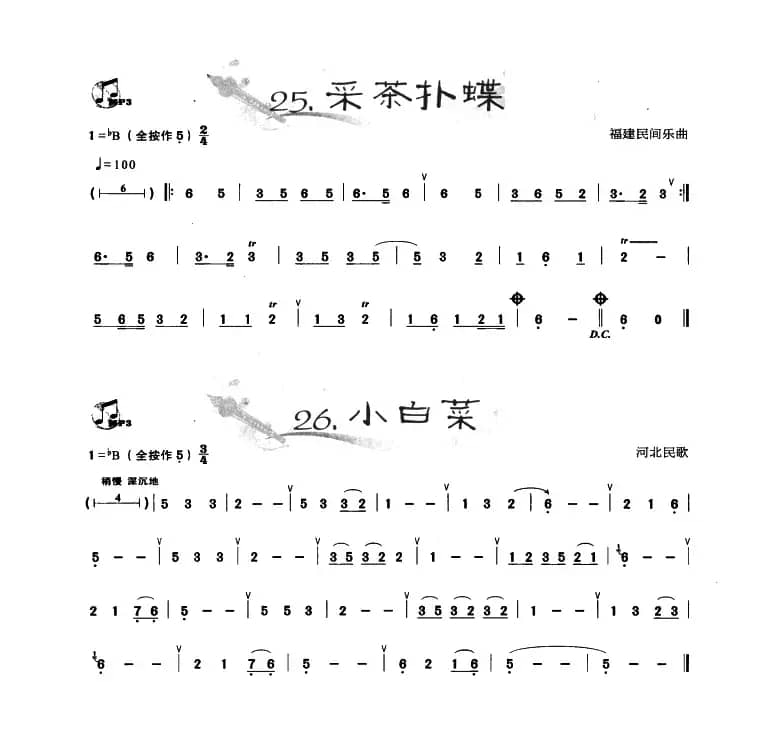 葫芦丝曲精选：采茶扑蝶 小白菜