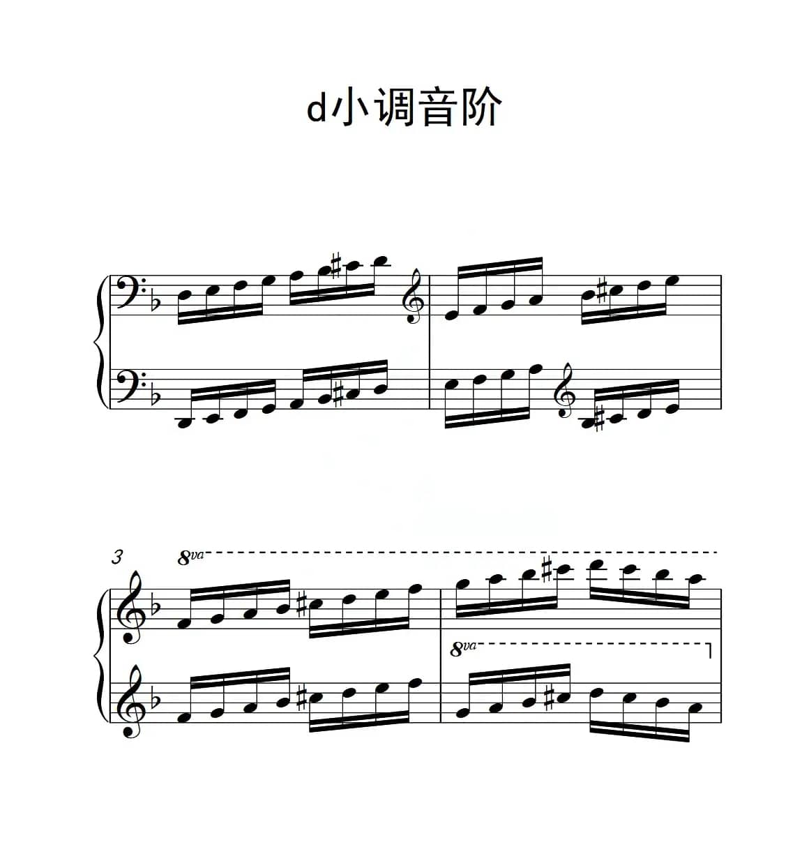 第四级 d小调音阶（中国音乐学院钢琴考级作品1~6级）