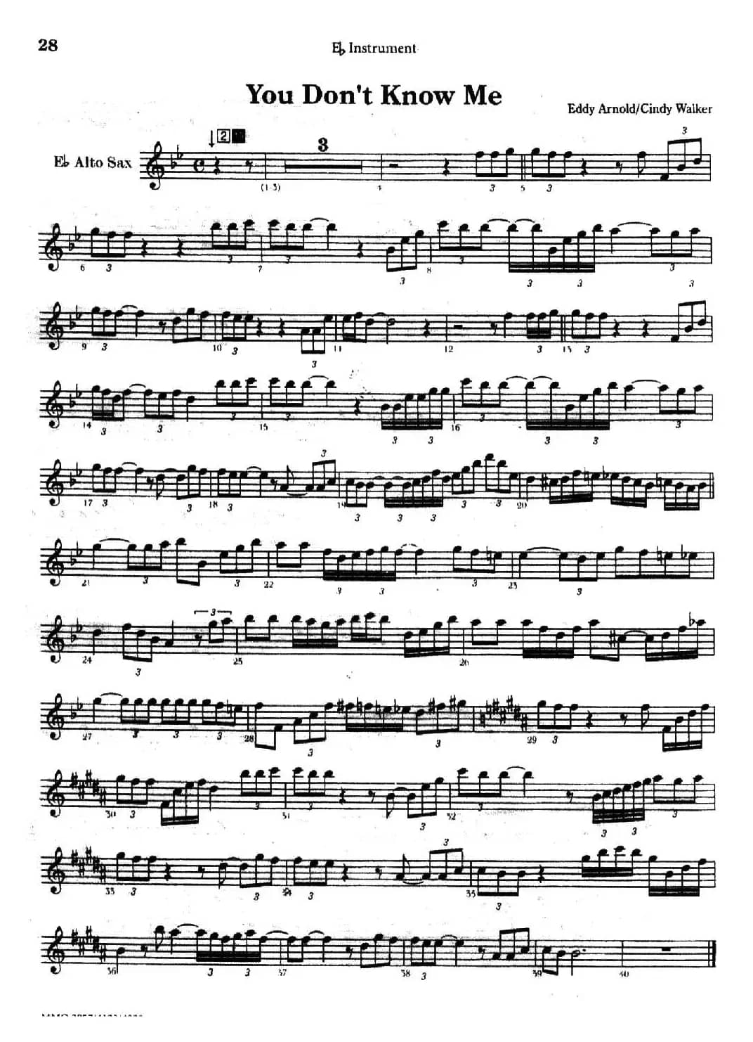 You Don't Know Me（次中音萨克斯谱）