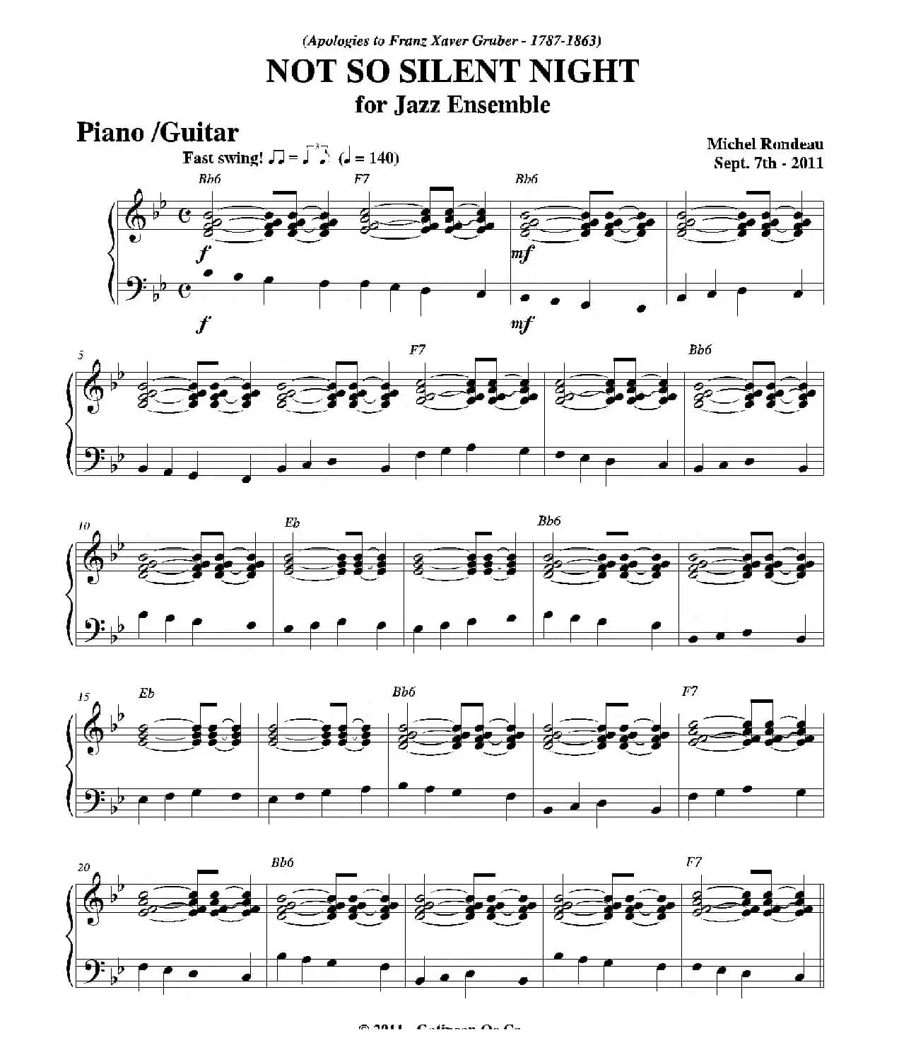 NOT SO SILENT NIGHT（钢琴、吉他分谱）