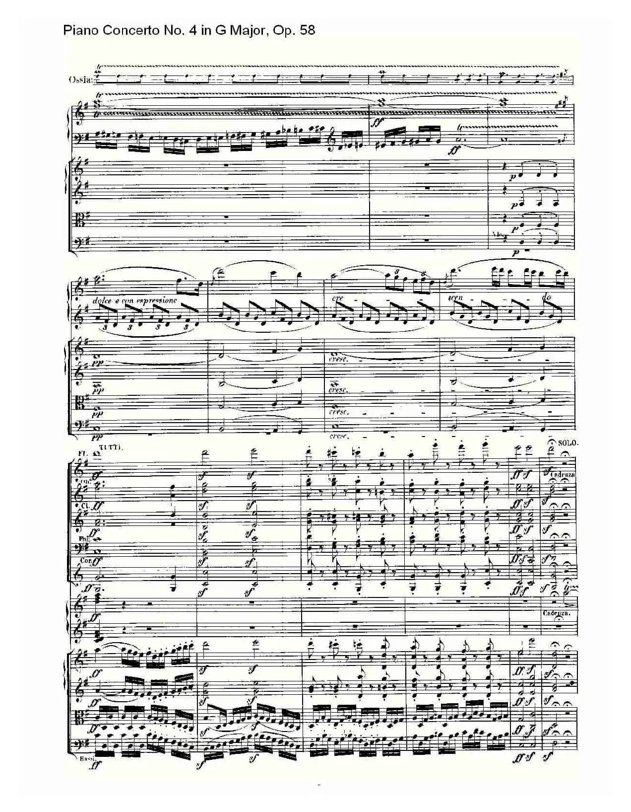 Ｇ大调钢琴第四协奏曲 Op.58 第一乐章（总谱）