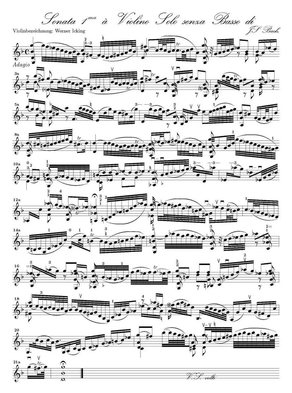 Bach Sonata BWV1001（无伴奏小提琴组曲）