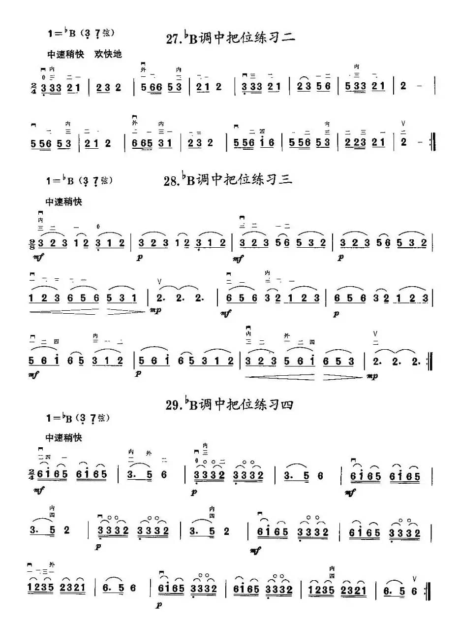 二胡微型练习曲：各调中把位练习