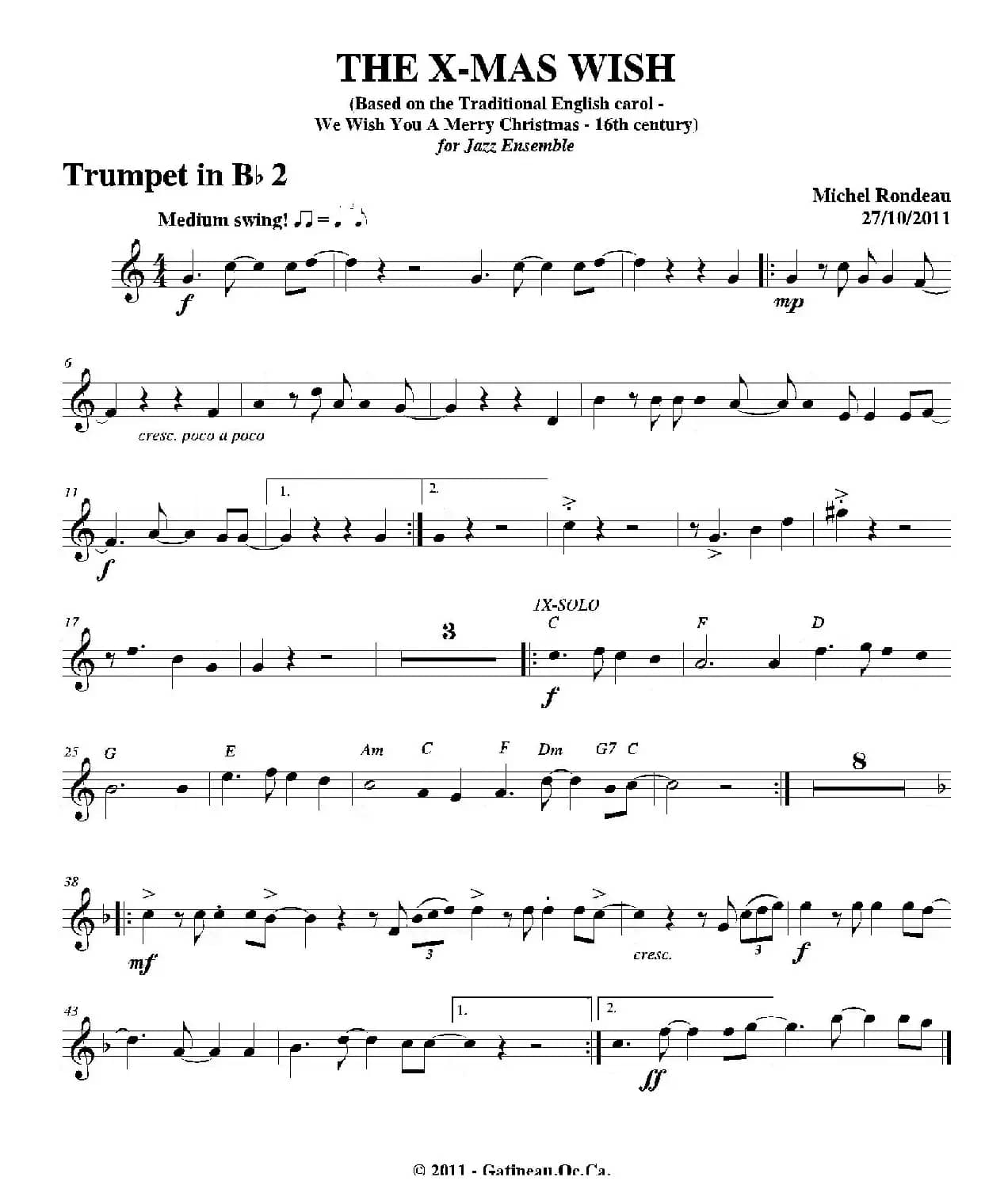 THE X-MAS WISH（第二降B小号分谱）