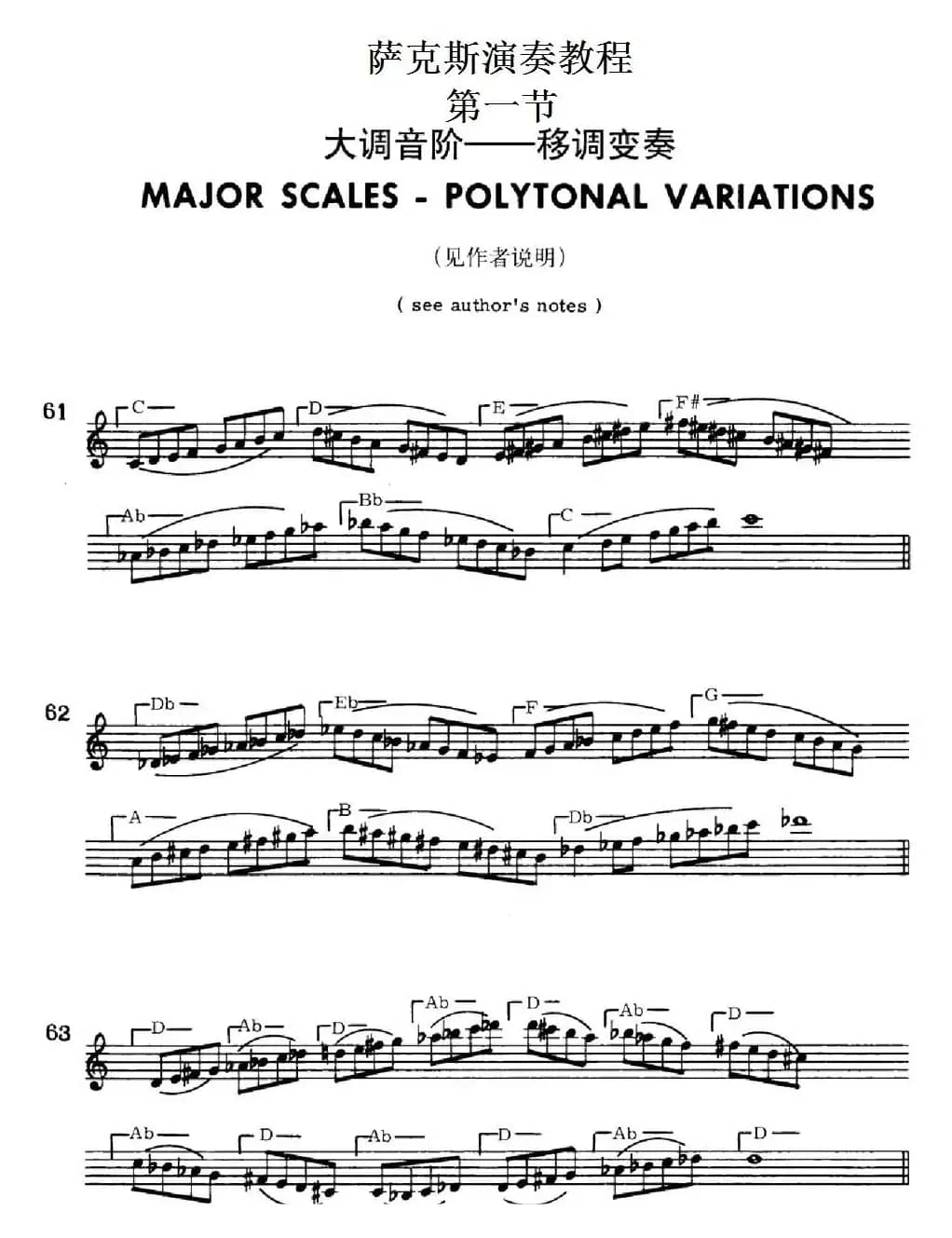萨克斯演奏教程第一节（大调音阶-移调变奏）