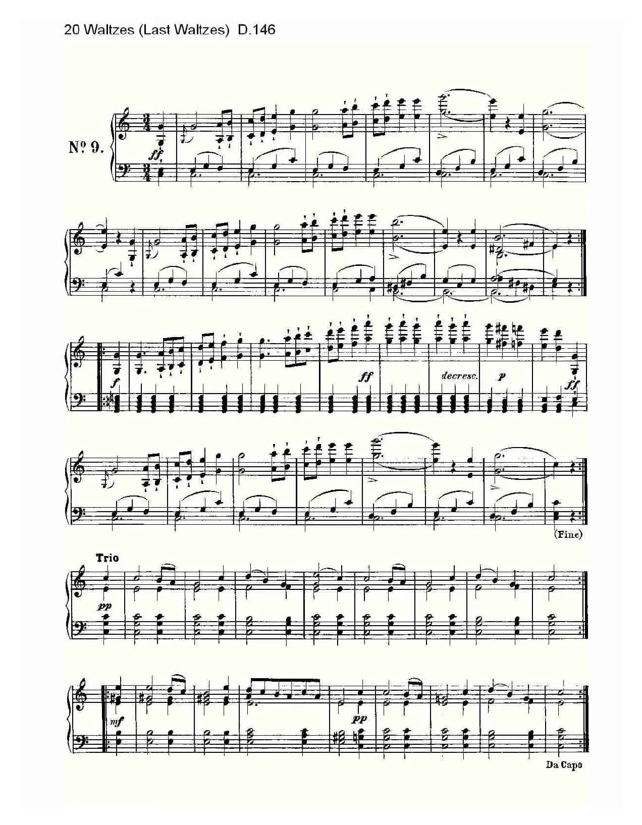 20 Waltzes（Last Waltzes) D.14）