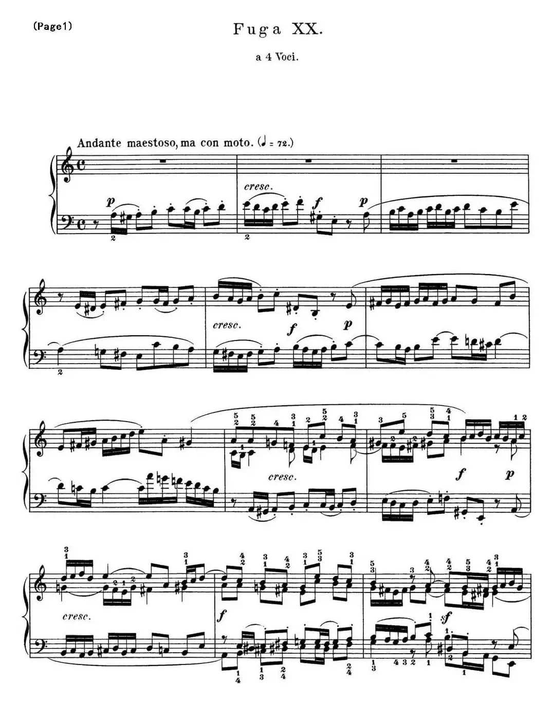 巴赫《平均律钢琴曲集·第一卷》之赋格曲（NO.20）