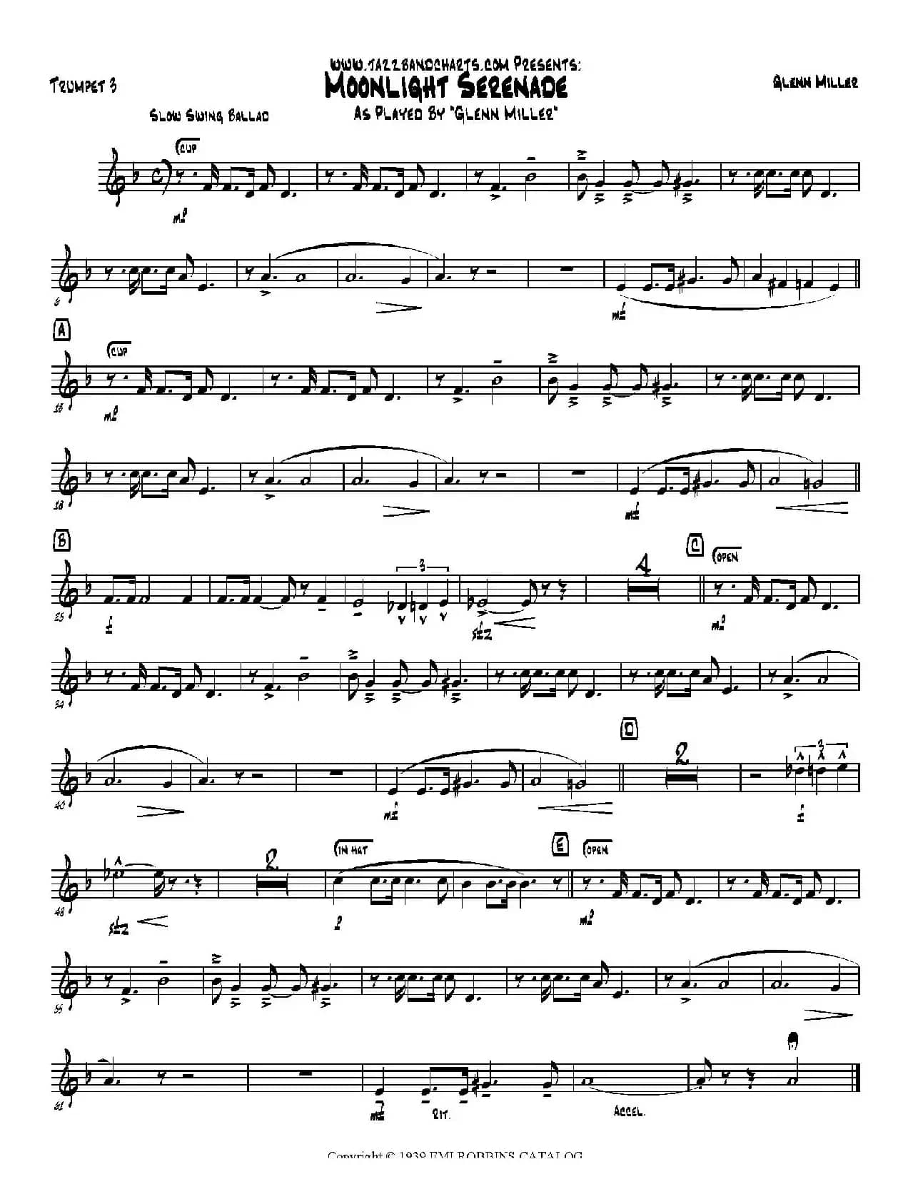 Moonlight Serenade（小号分谱）