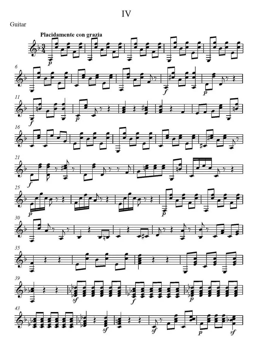 帕格尼尼六首《小提琴和吉他二重奏》 (M.S.110)（吉他分谱）