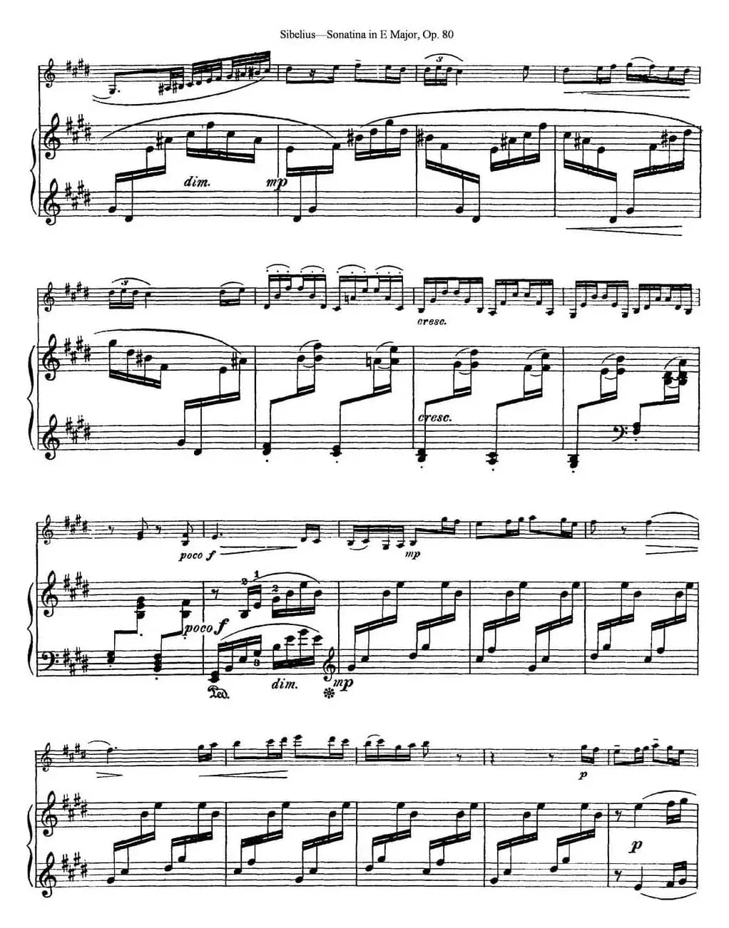 Violin Sonatina in E Major Op.80（小提琴+钢琴伴奏）