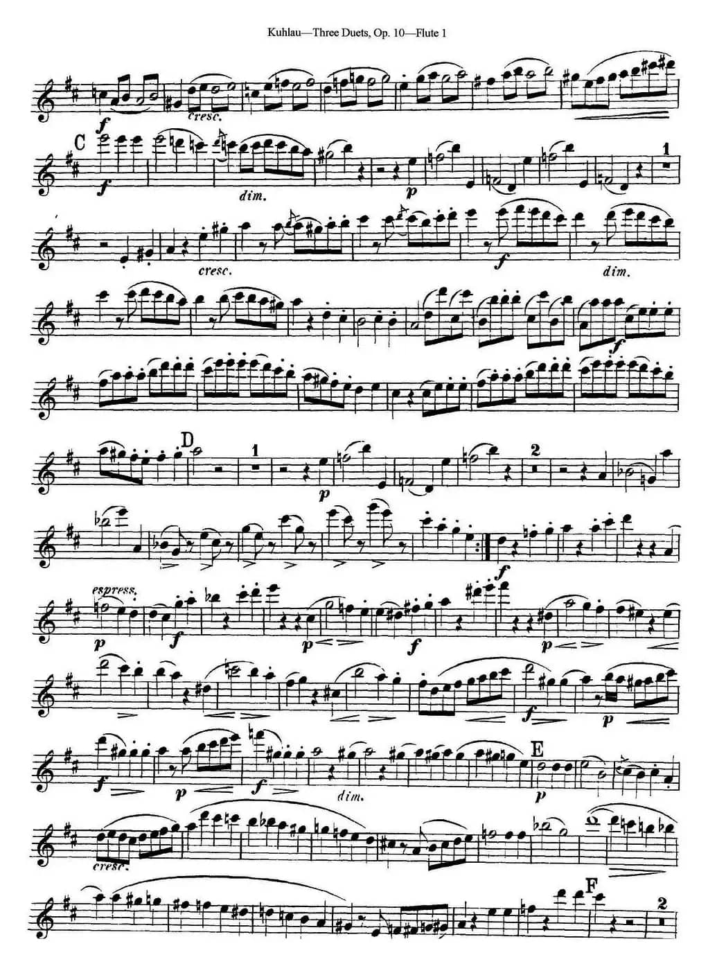库劳长笛二重奏练习曲Op.10——Flute 1（No.2）
