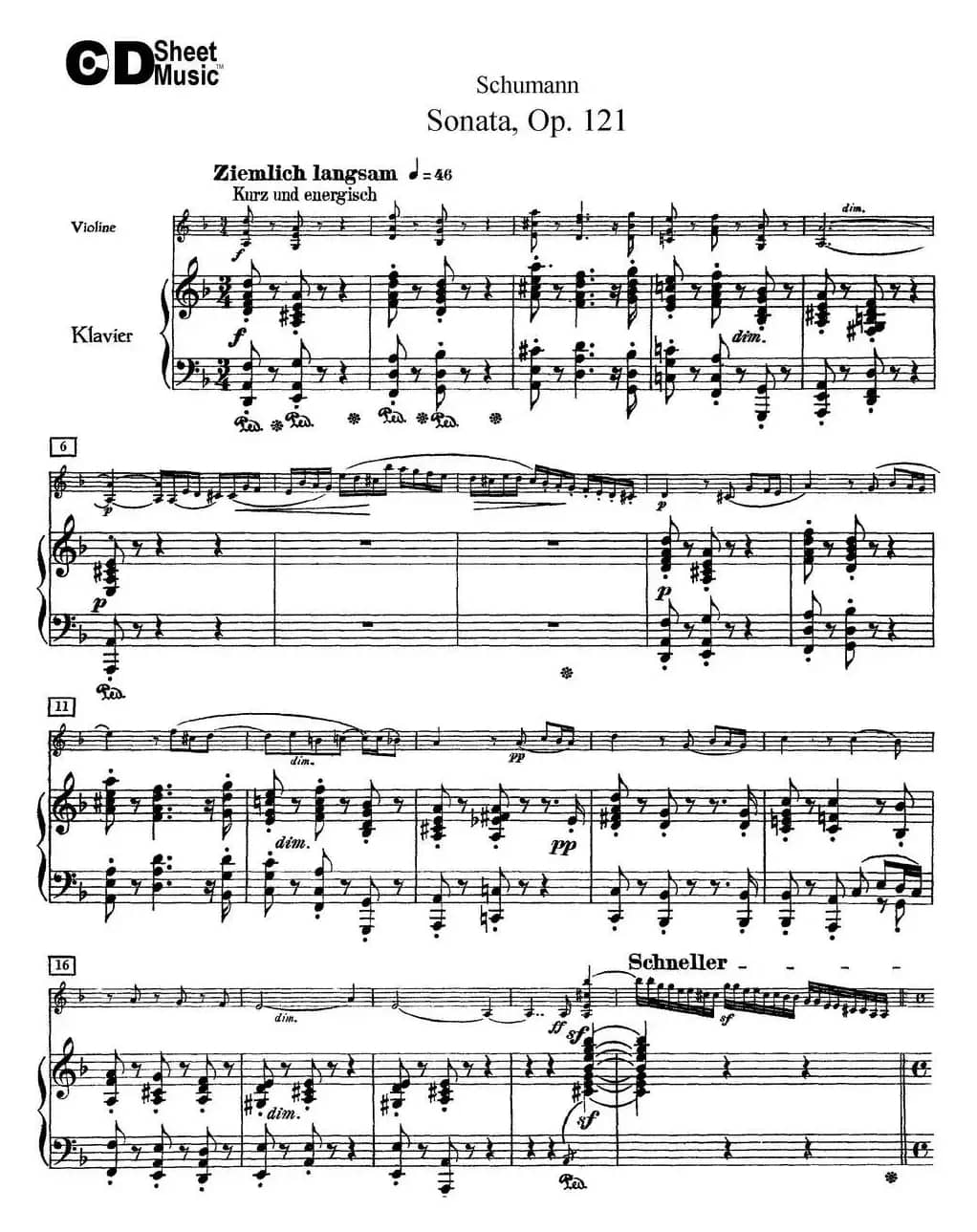 Violin Sonata Op.121（小提琴+钢琴伴奏）