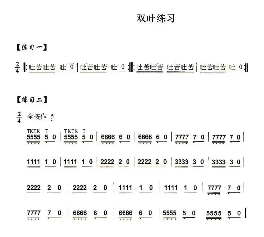 葫芦丝技巧练习之十：多吐音练习