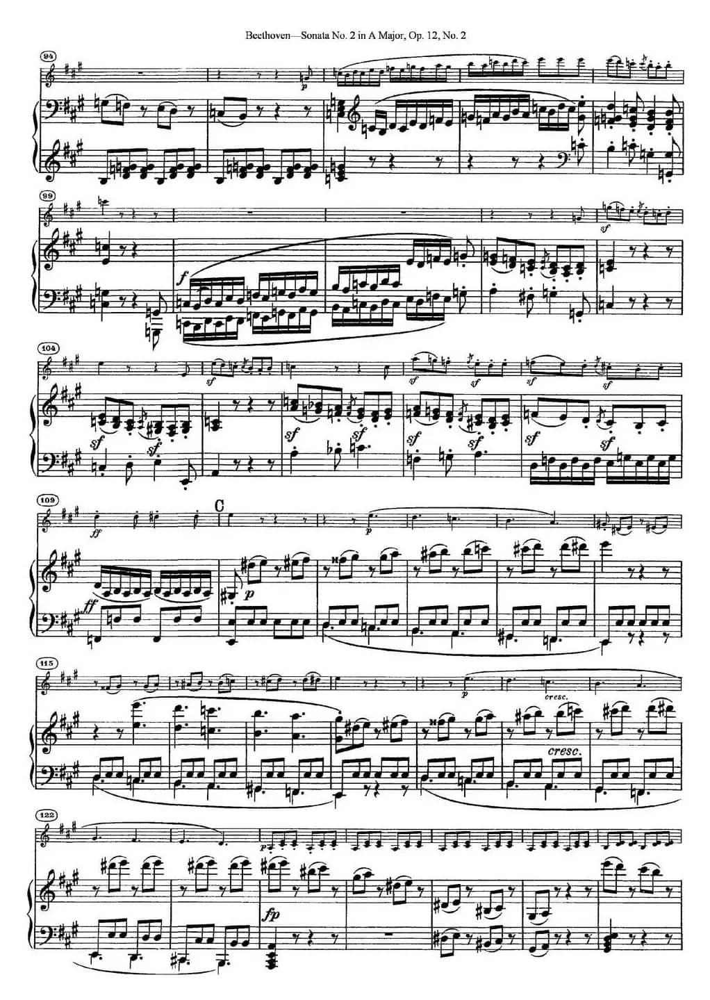 Violin Sonata No.2 in A Major Op.12 No.2（小提琴+钢琴伴奏）
