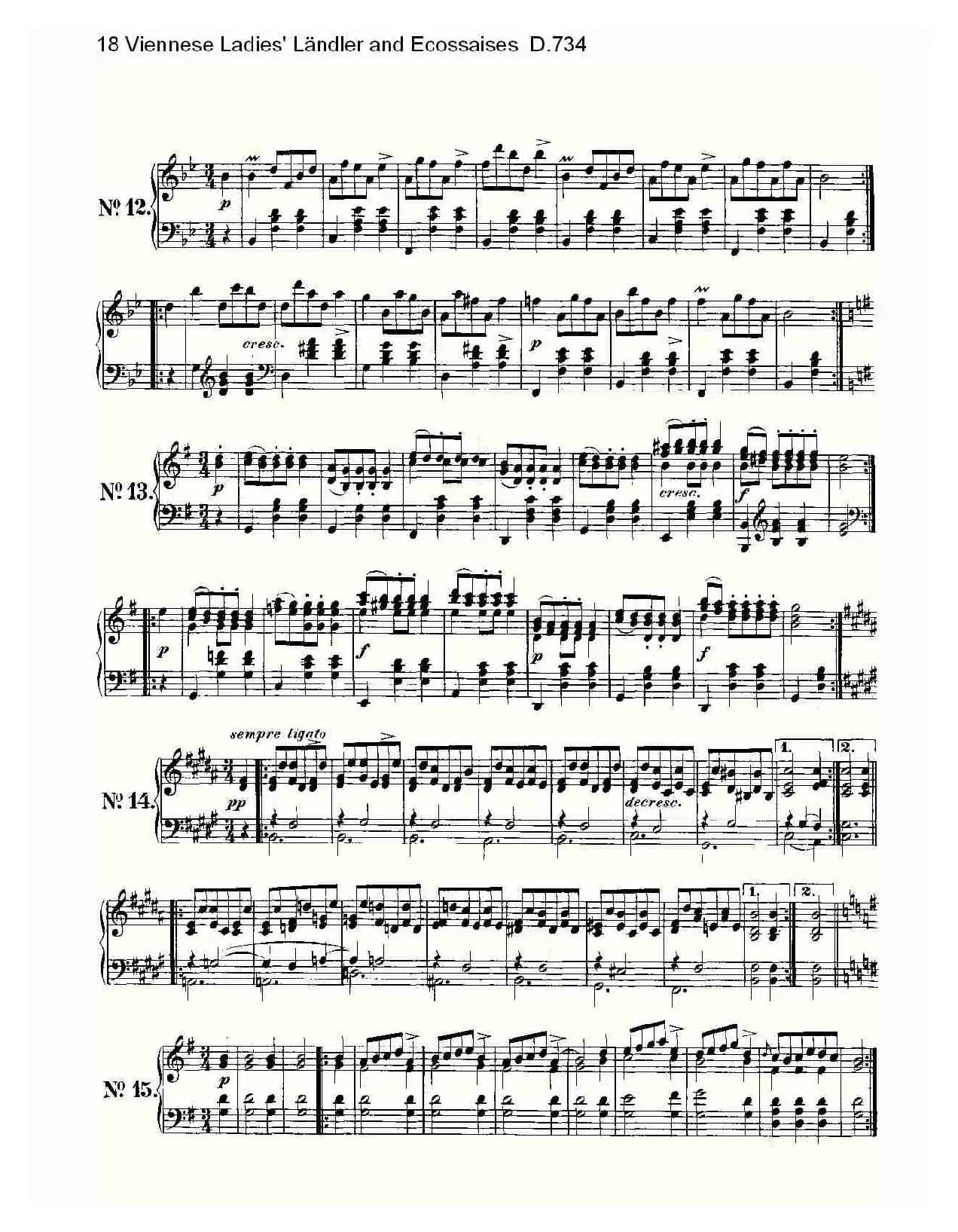 18 Viennese Ladies' Ländler and Ecossaises D.