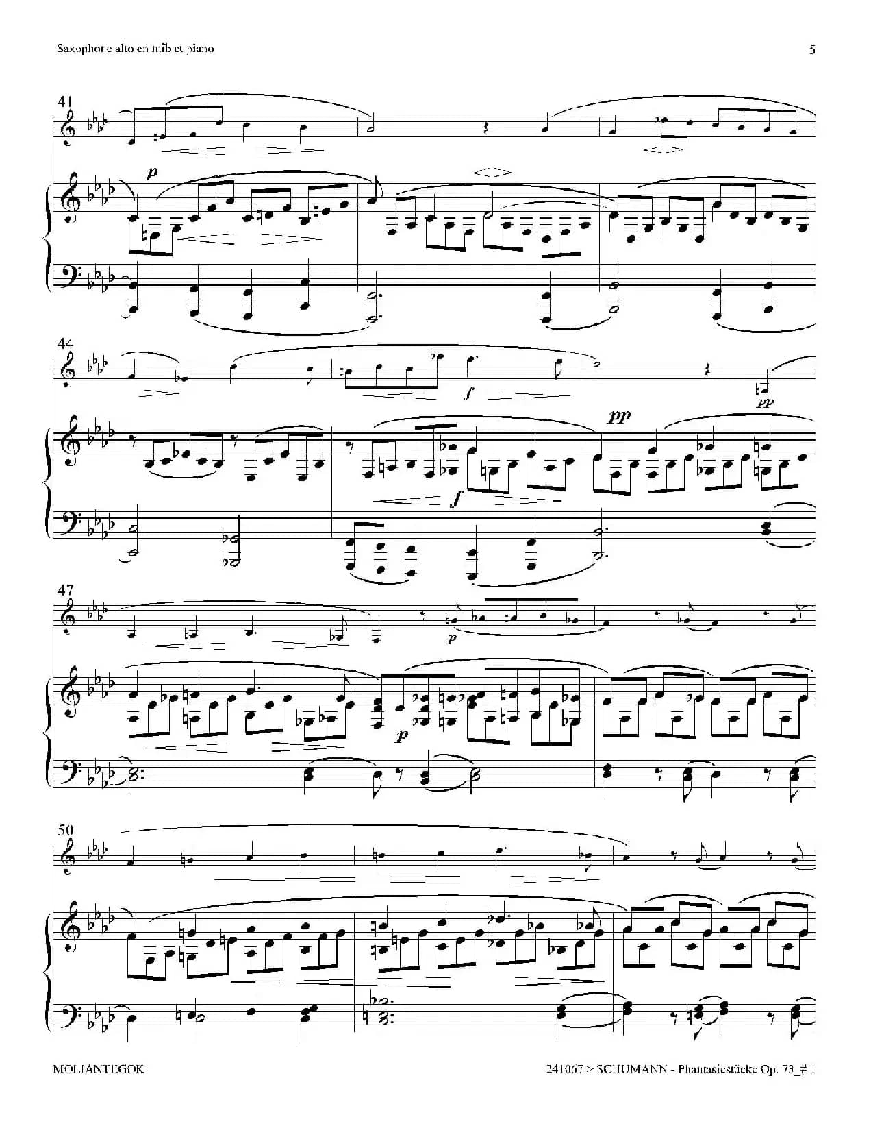 舒曼幻想曲三首 Op73（Ⅰ）（中音萨克斯+钢琴伴奏）